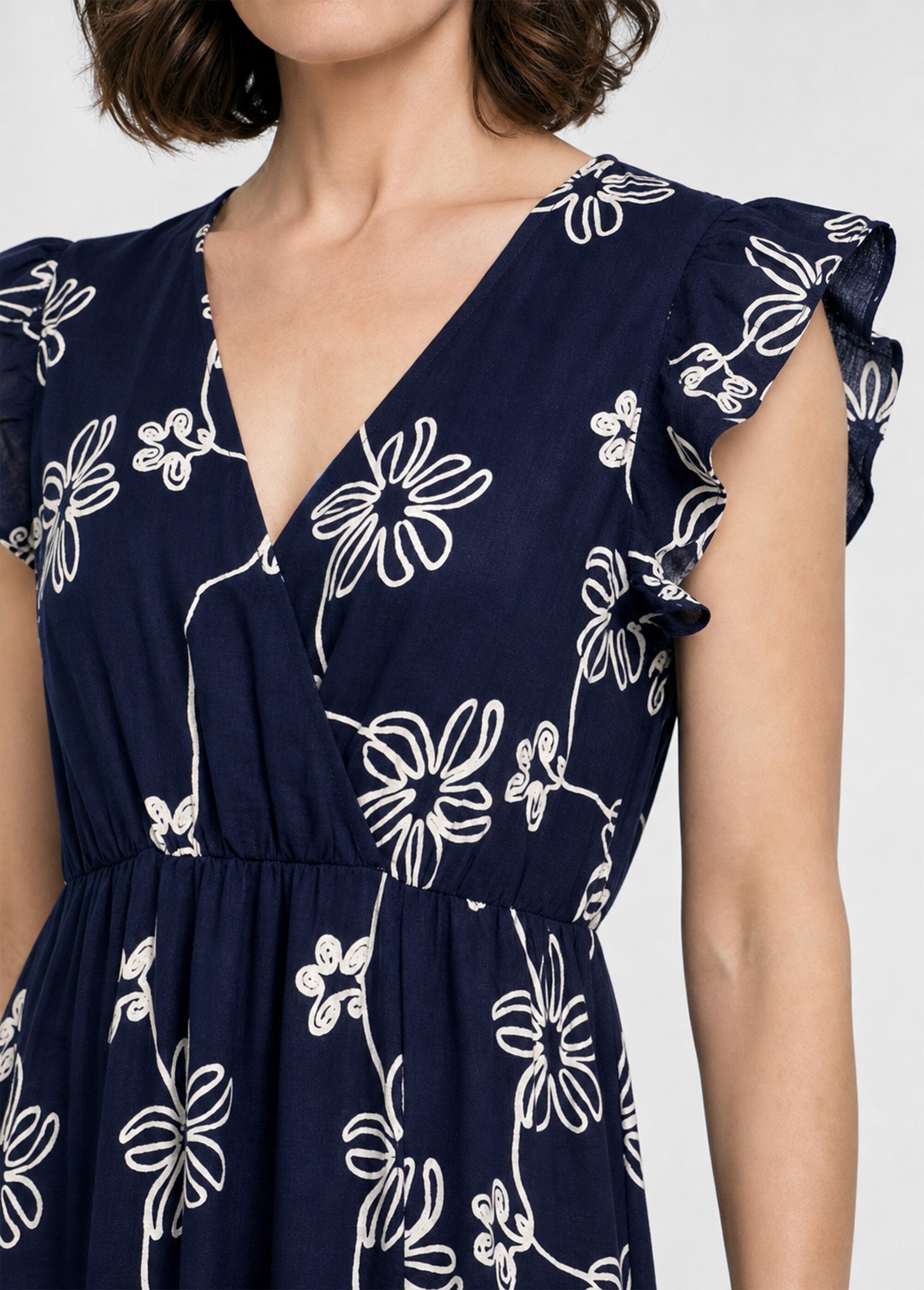 Robe longue cache cœur motif fleurs Femme Bleu IKB-81522 DE1