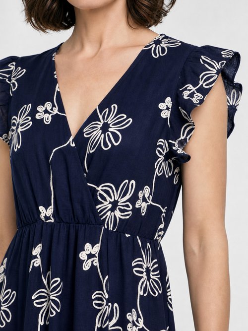 Robe longue cache cœur motif fleurs Femme Bleu IKB-81522 DE1