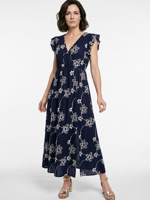 Robe longue cache cœur motif fleurs Femme Bleu IKB-81522 FA1