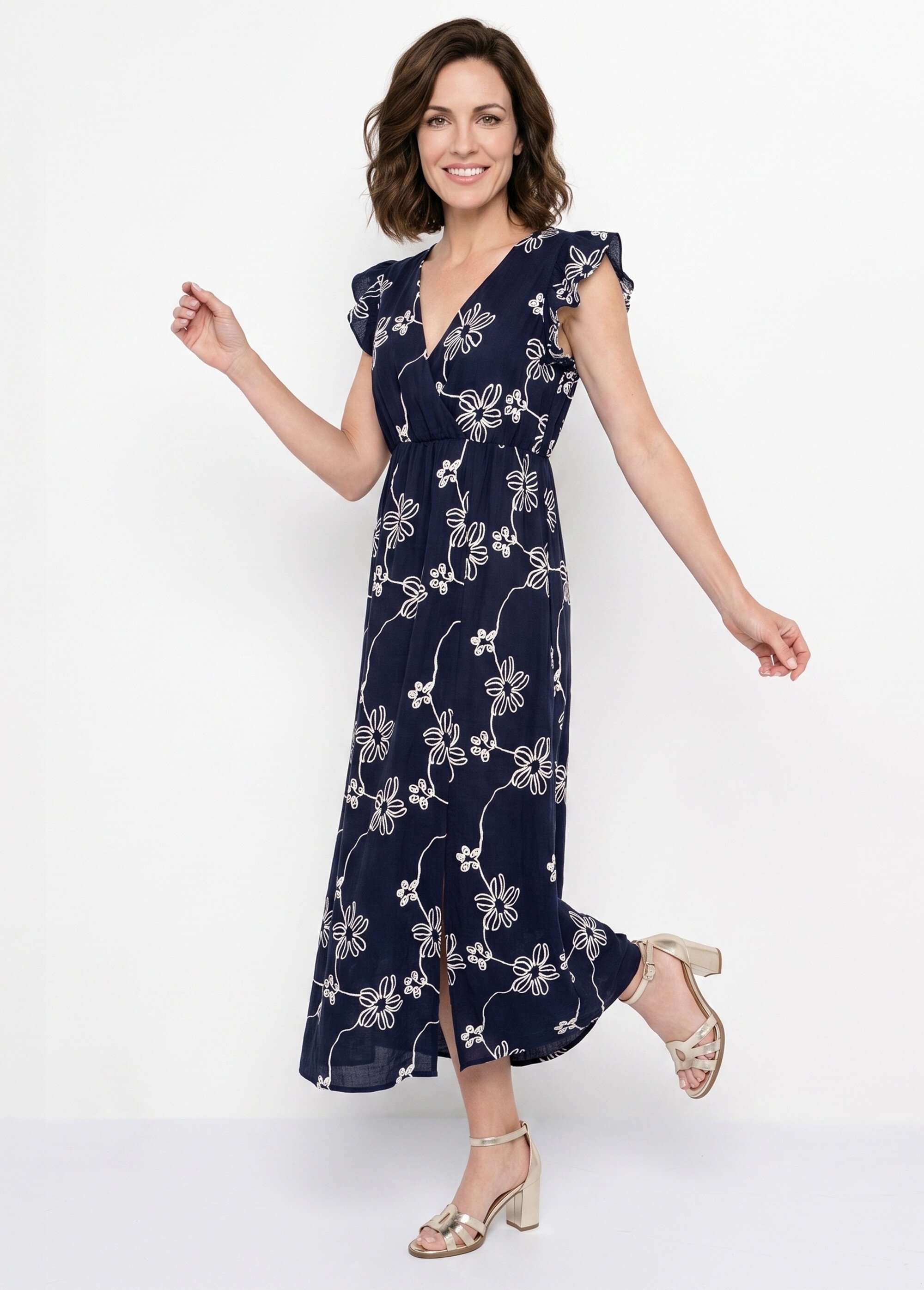Robe longue cache cœur motif fleurs