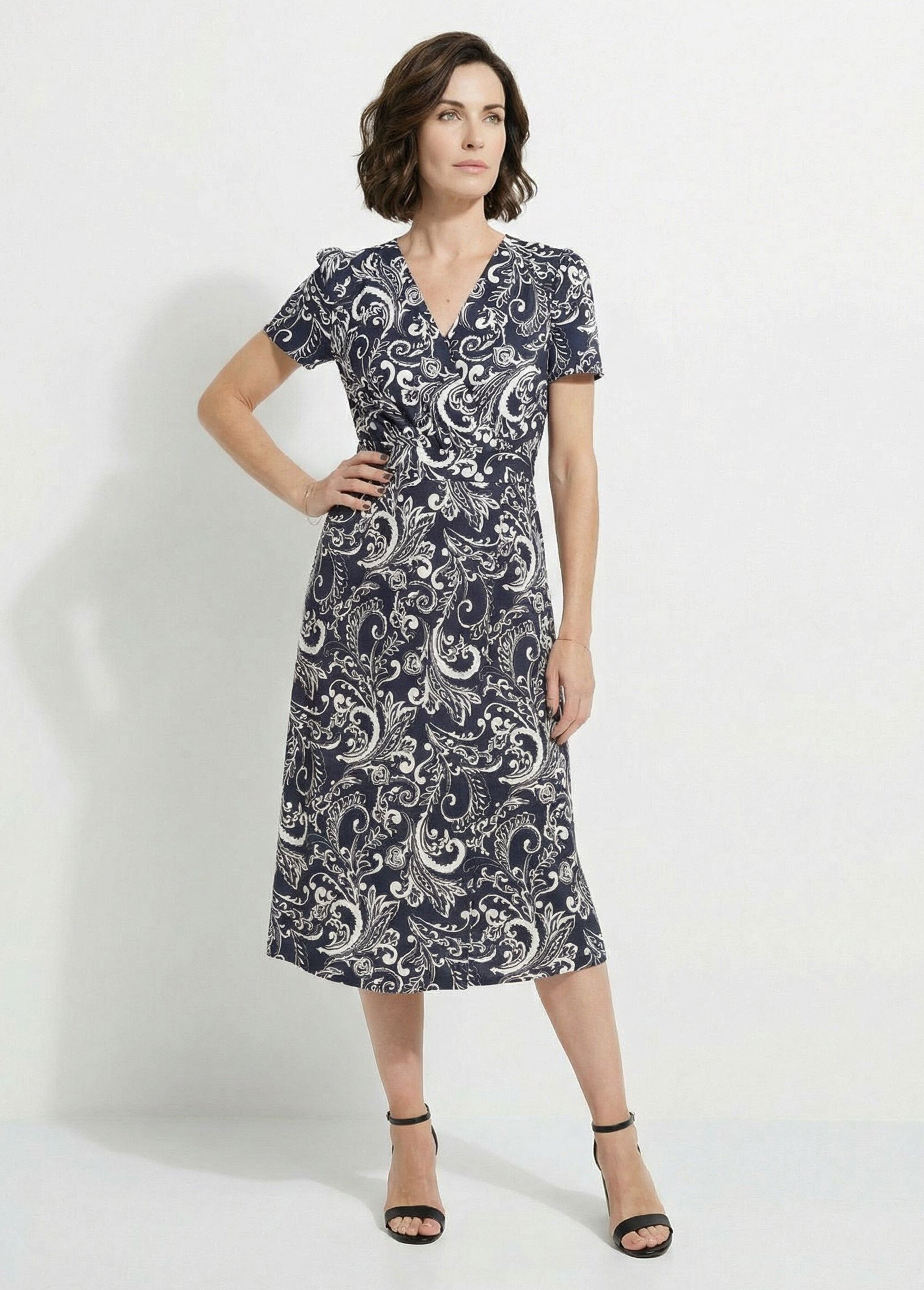 Robe longue cache-coeur taille élastiquée Femme Noir EVANE FA1