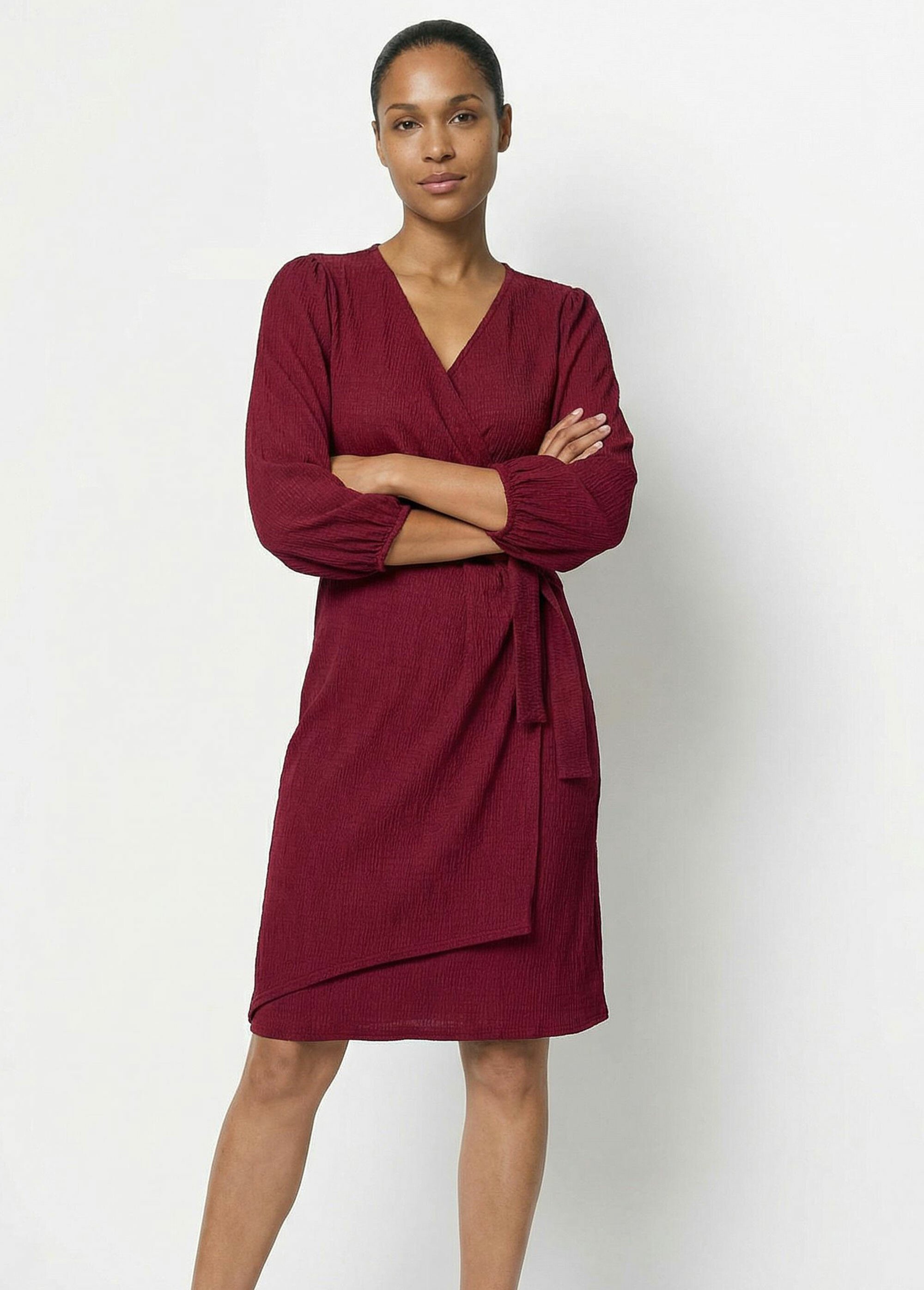 Robe portefeuille en maille gaufrée Femme Rouge TM-MANA MV1