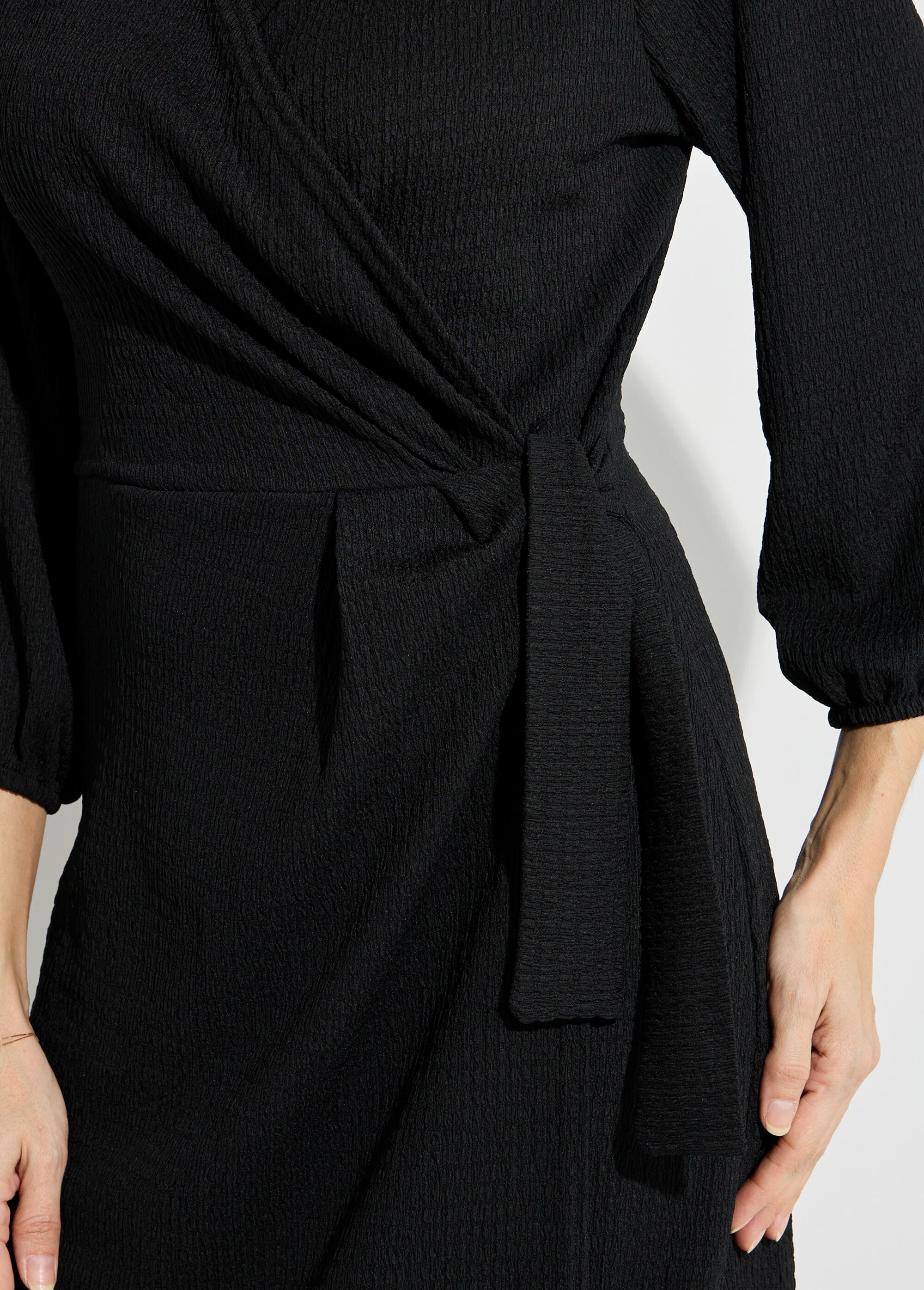 Robe portefeuille en maille gaufrée Femme Noir TM-MANA DE2