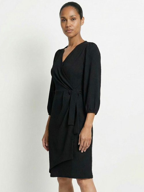 Robe portefeuille en maille gaufrée Femme Noir TM-MANA MV1