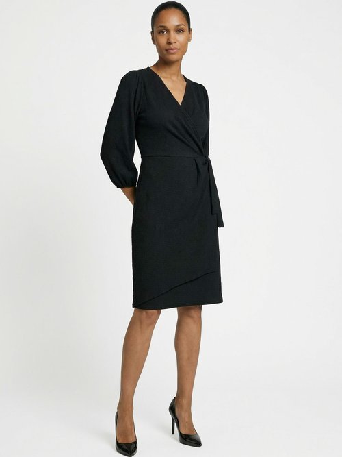 Robe portefeuille en maille gaufrée Femme Noir TM-MANA SF1