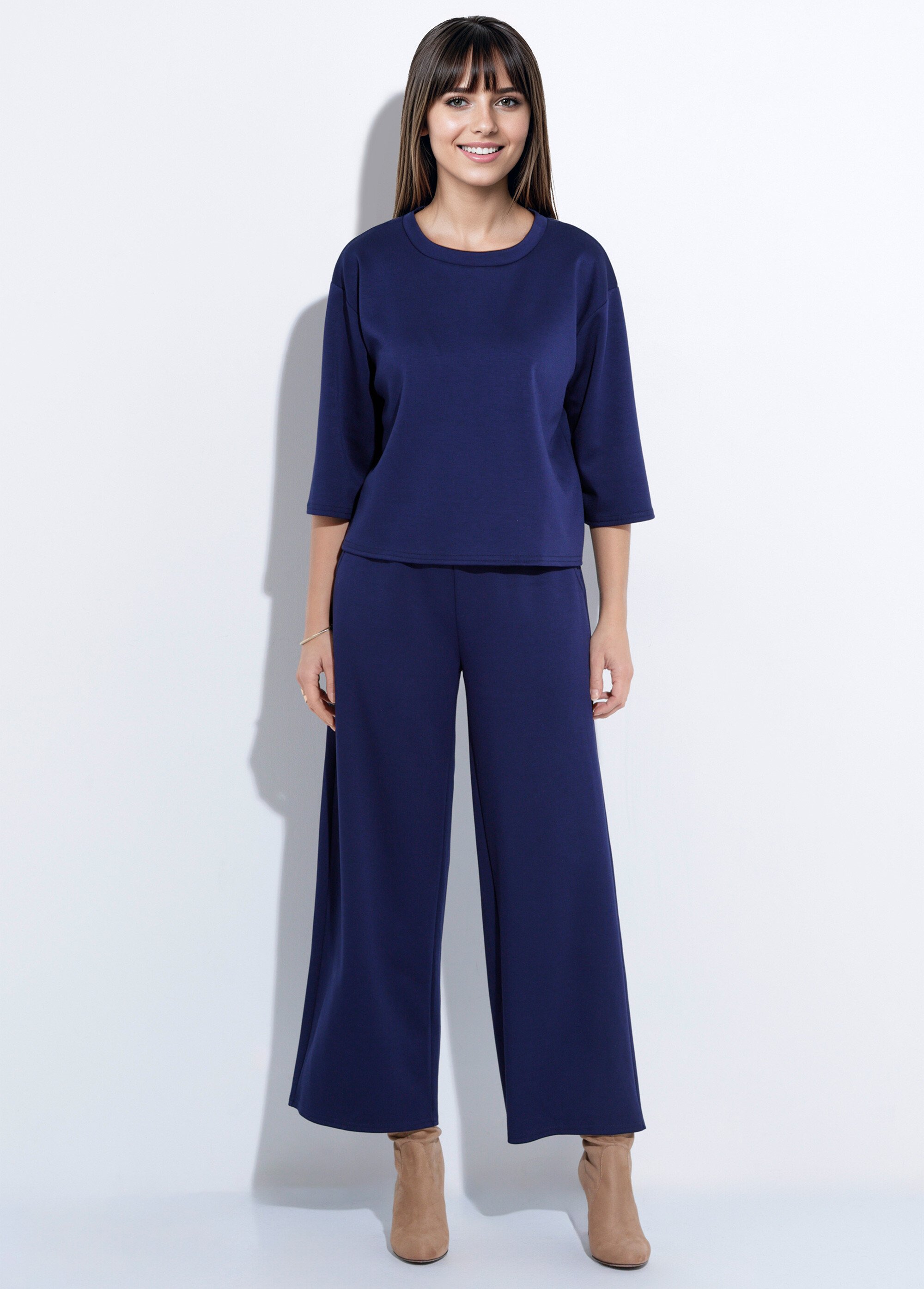 Sweat coupe confort avec manches 3/4 Bleu TM-TOWER SF1