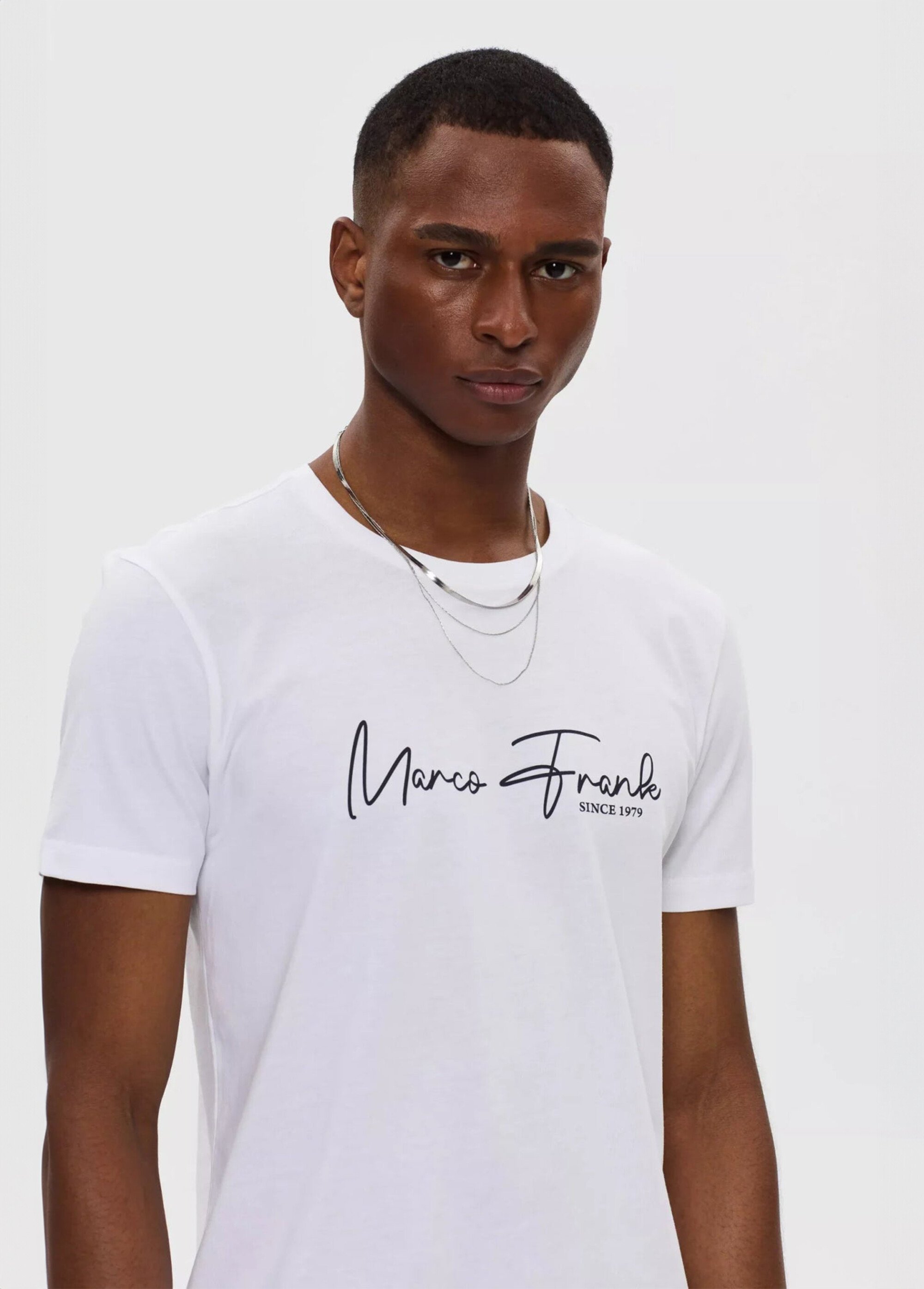 T-shirt col rond à message signature Homme Blanc MFK-FABIEN DE1