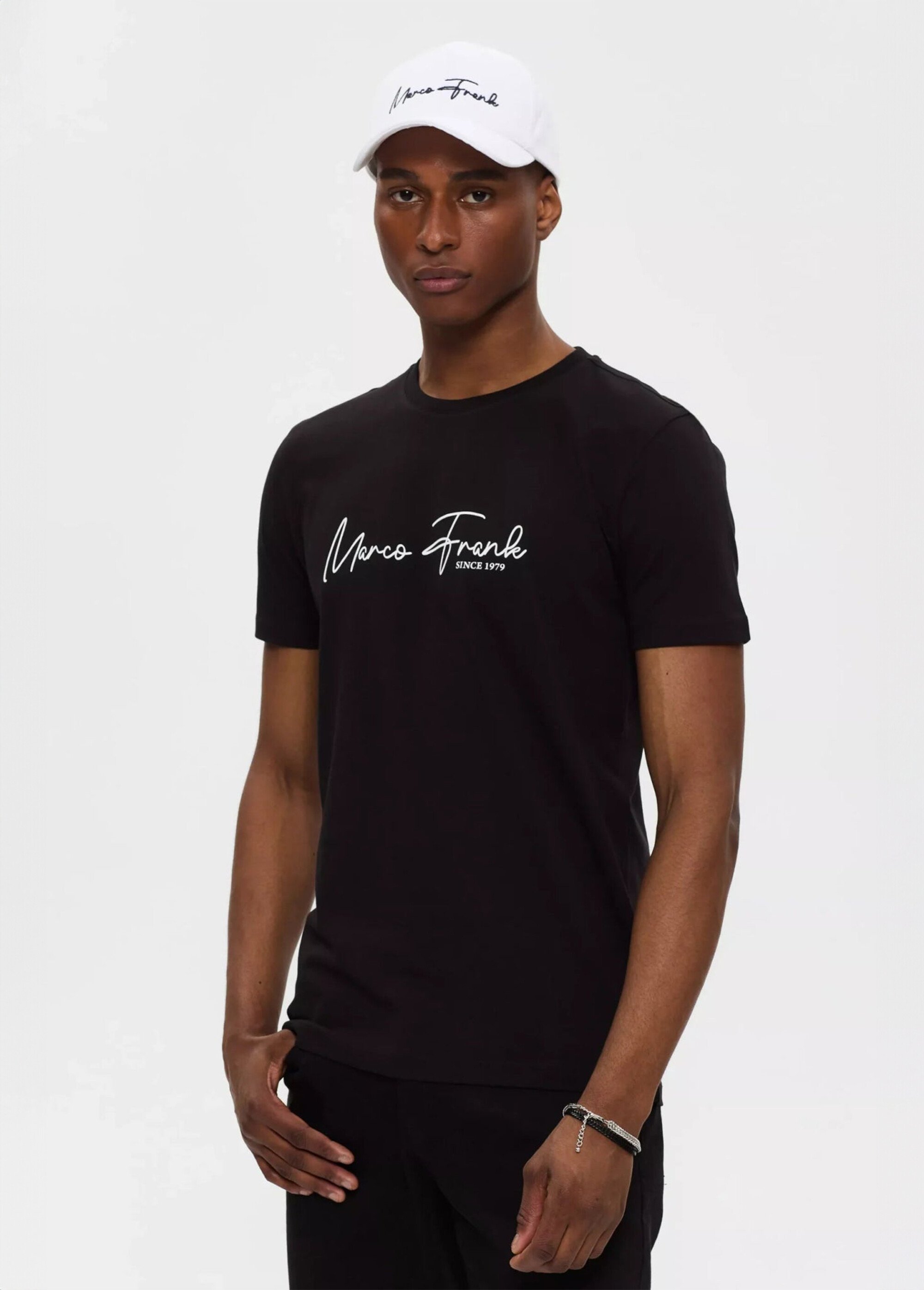 T-shirt col rond à message signature Homme Noir MFK-FABIEN FA2