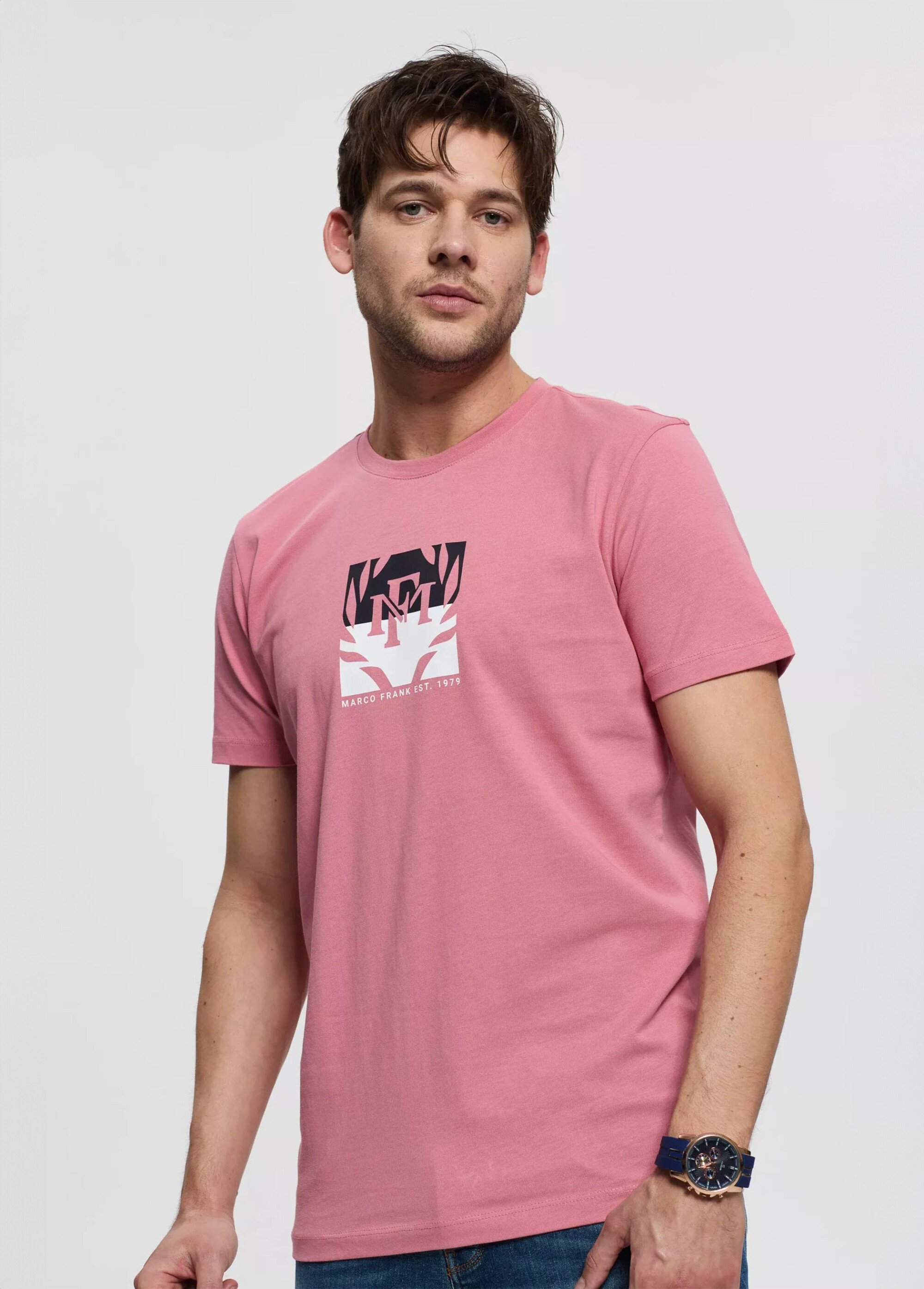 T-shirt col rond avec logo poitrine Homme Rose MFK-LIAM DR1