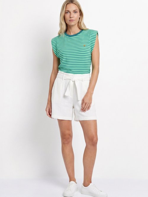 T-shirt maille fantaisie, broderie coeur Femme Vert JB-B6295 SI1