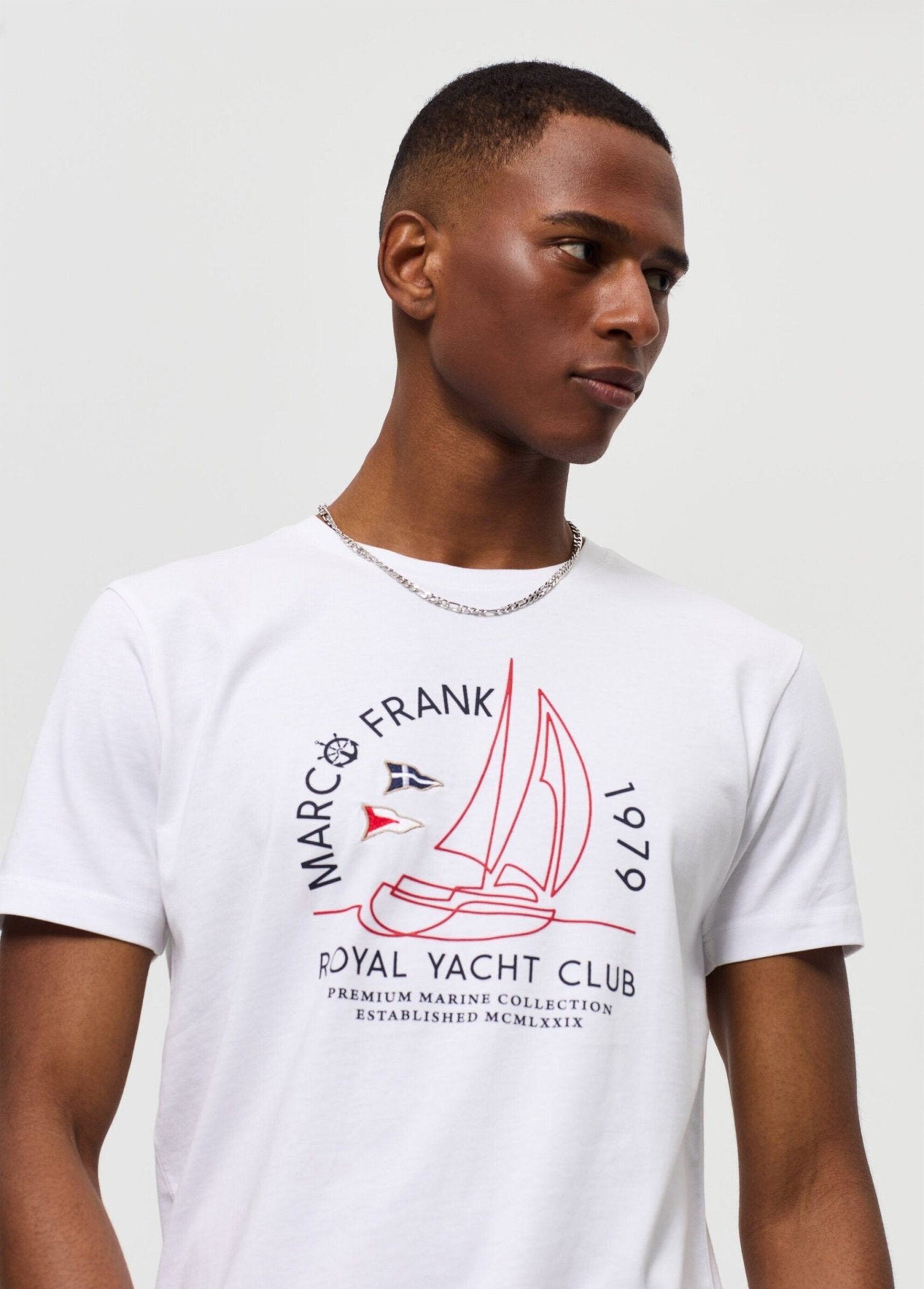 T-shirt manches courtes, thème nautique Homme Blanc MFK-ALPHONSE DE1