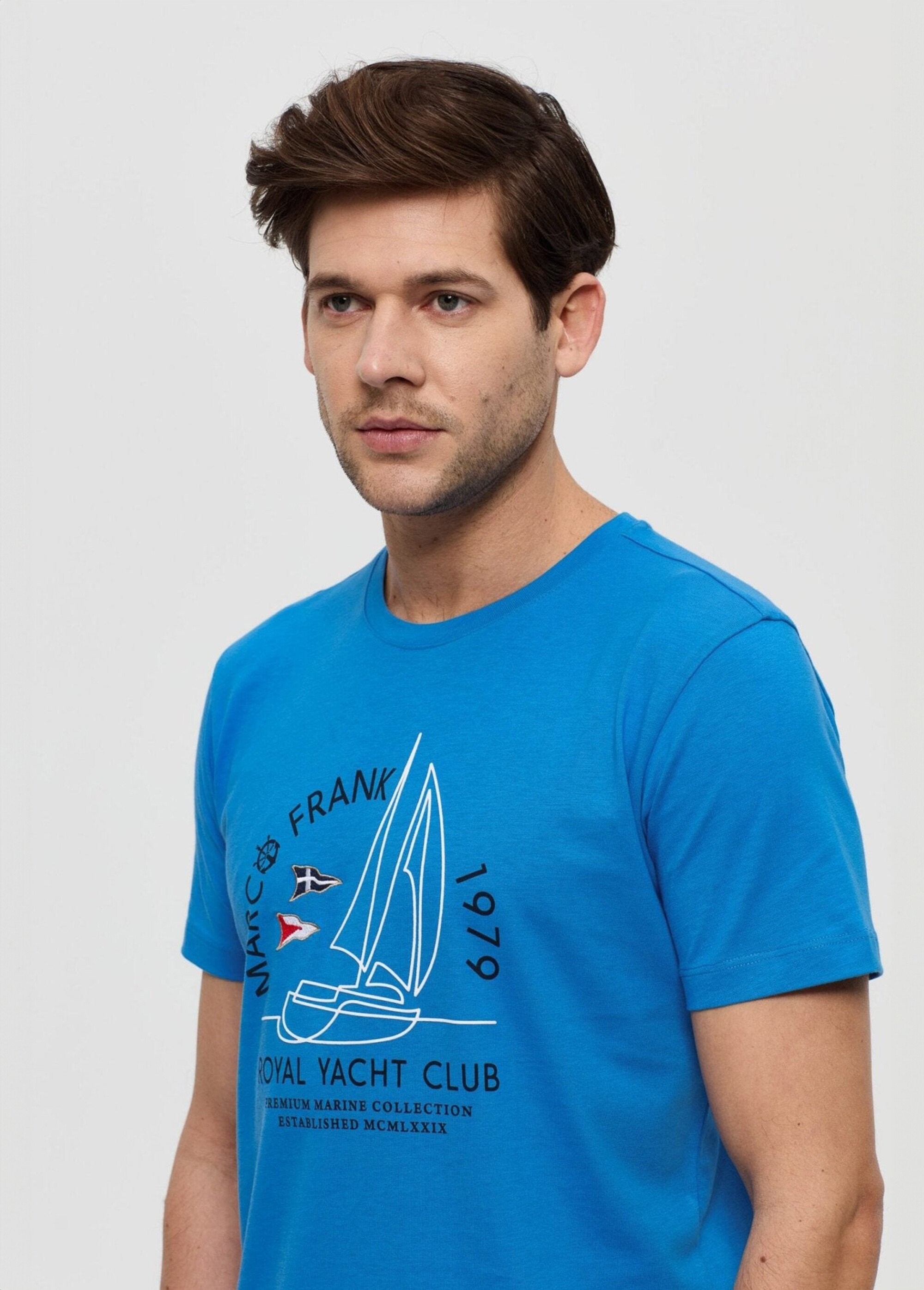 T-shirt manches courtes, thème nautique Homme Bleu MFK-ALPHONSE DE1