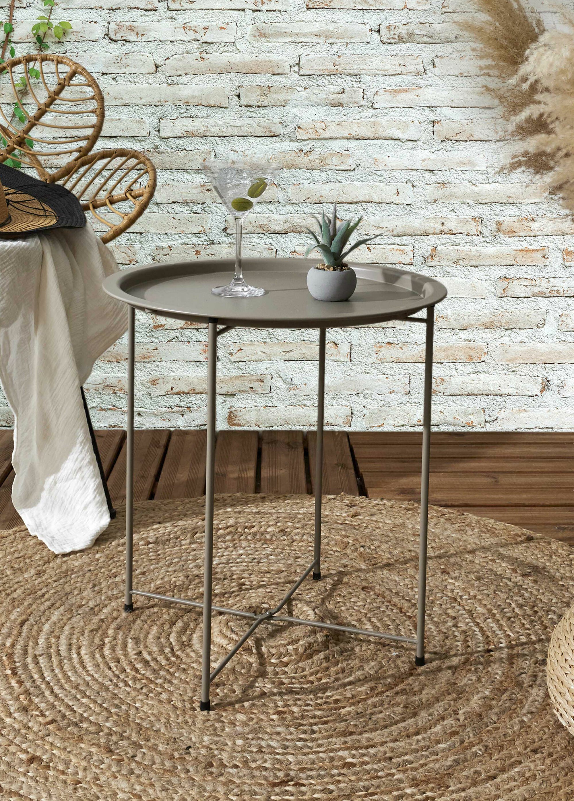 Table basse pliable en acier inox BEIGE CMP-HDO0051 SI1