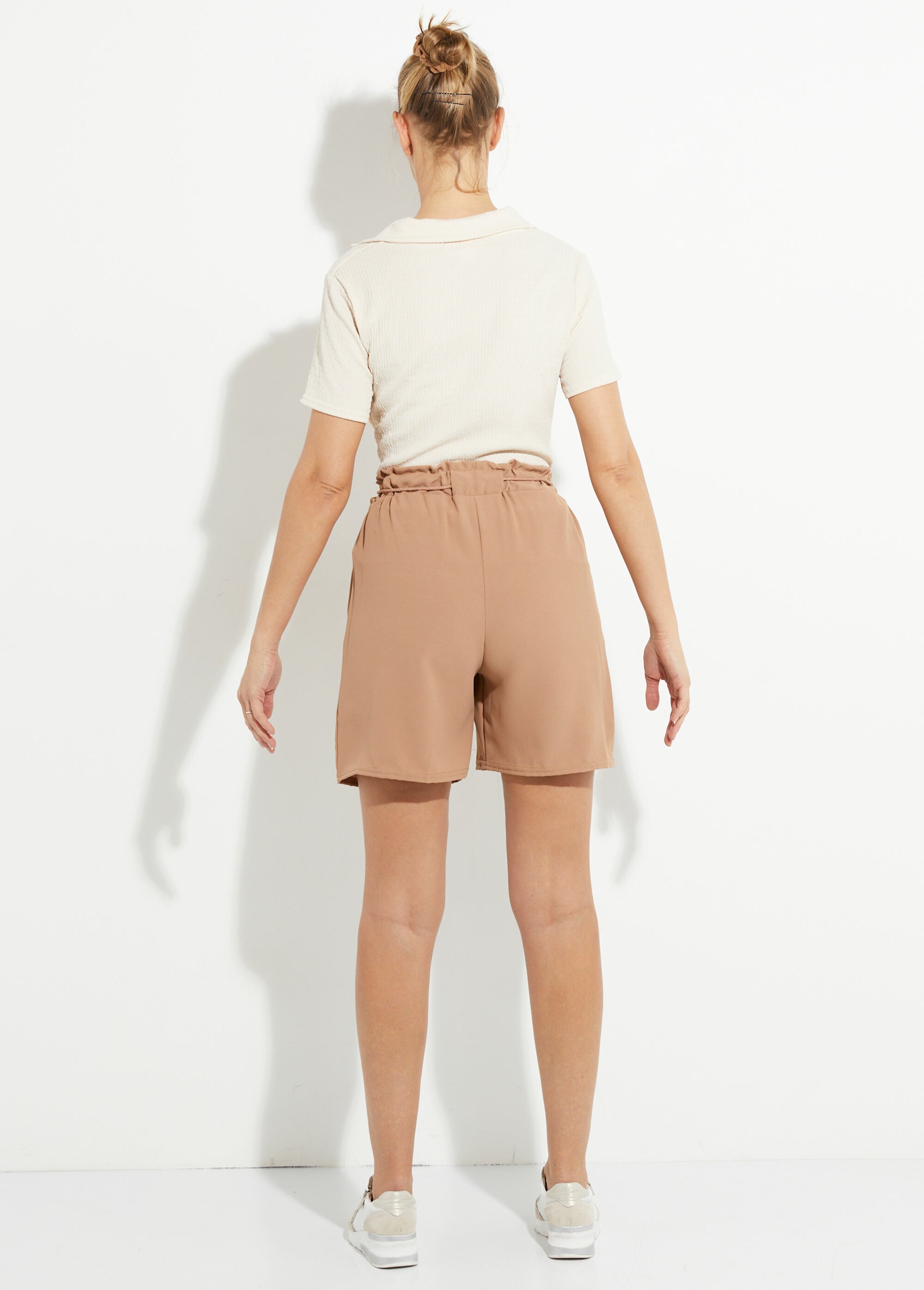 Tunique gaufrée col V fantaisie Femme Beige TM-MACEDO DO1