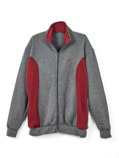 Veste de détente zippée molleton coton bicolore Homme ANTHRACITE ET BORDEAUX FAVEUR AP1