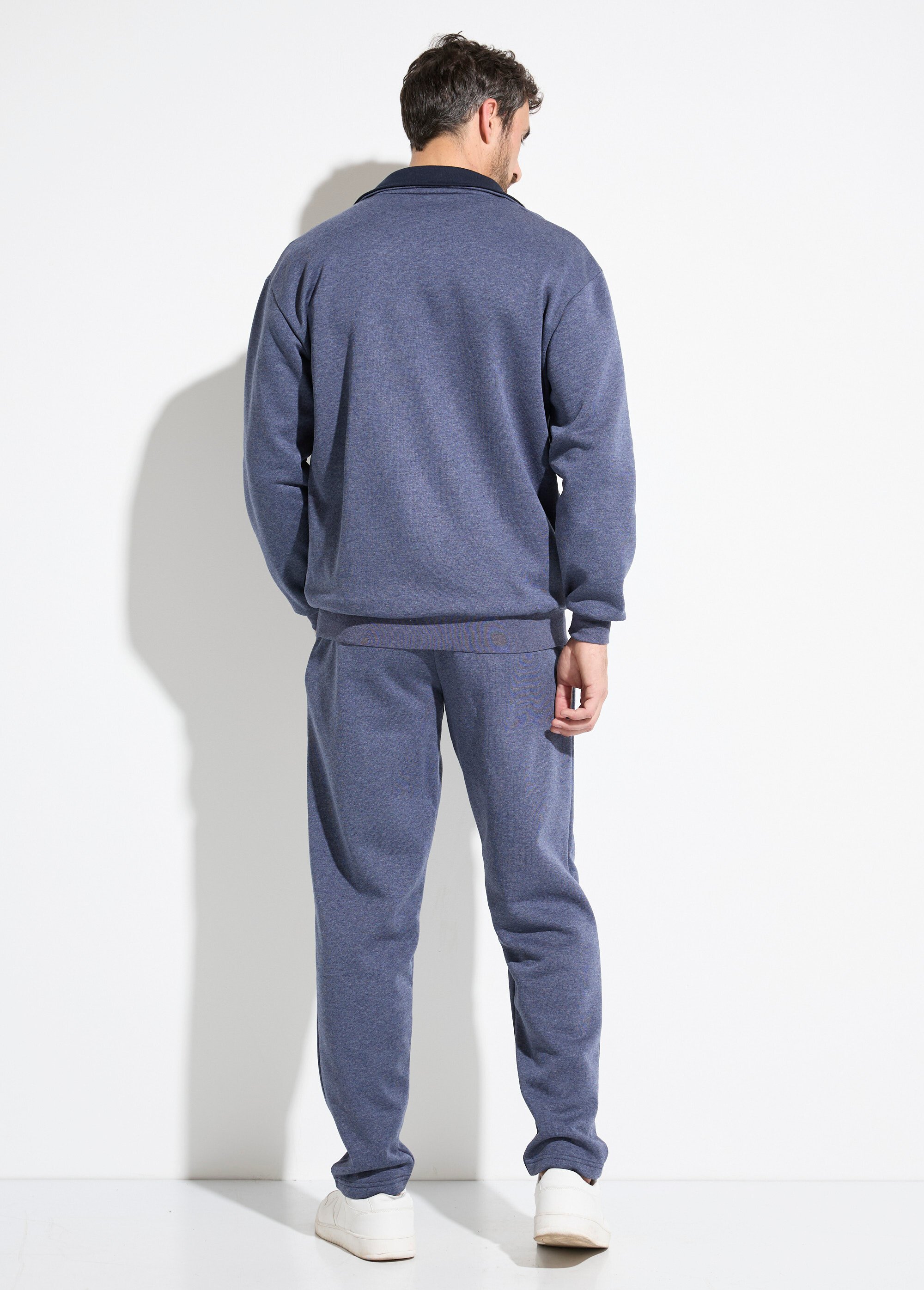 Veste de détente zippée molleton coton bicolore Homme BLEU GRISE ET MARINE FAVEUR DO1
