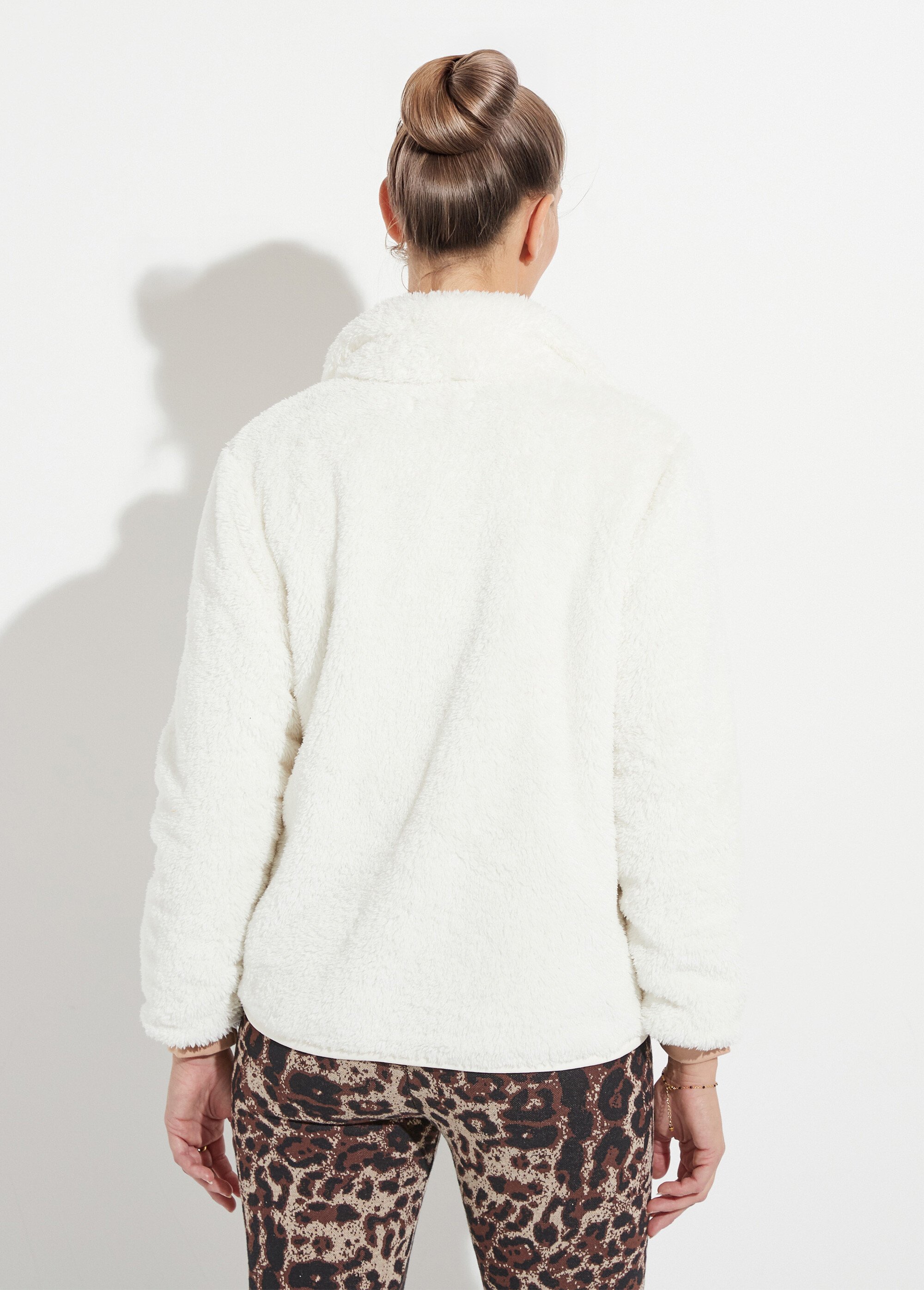 Veste fausse fourrure col montant manches longues