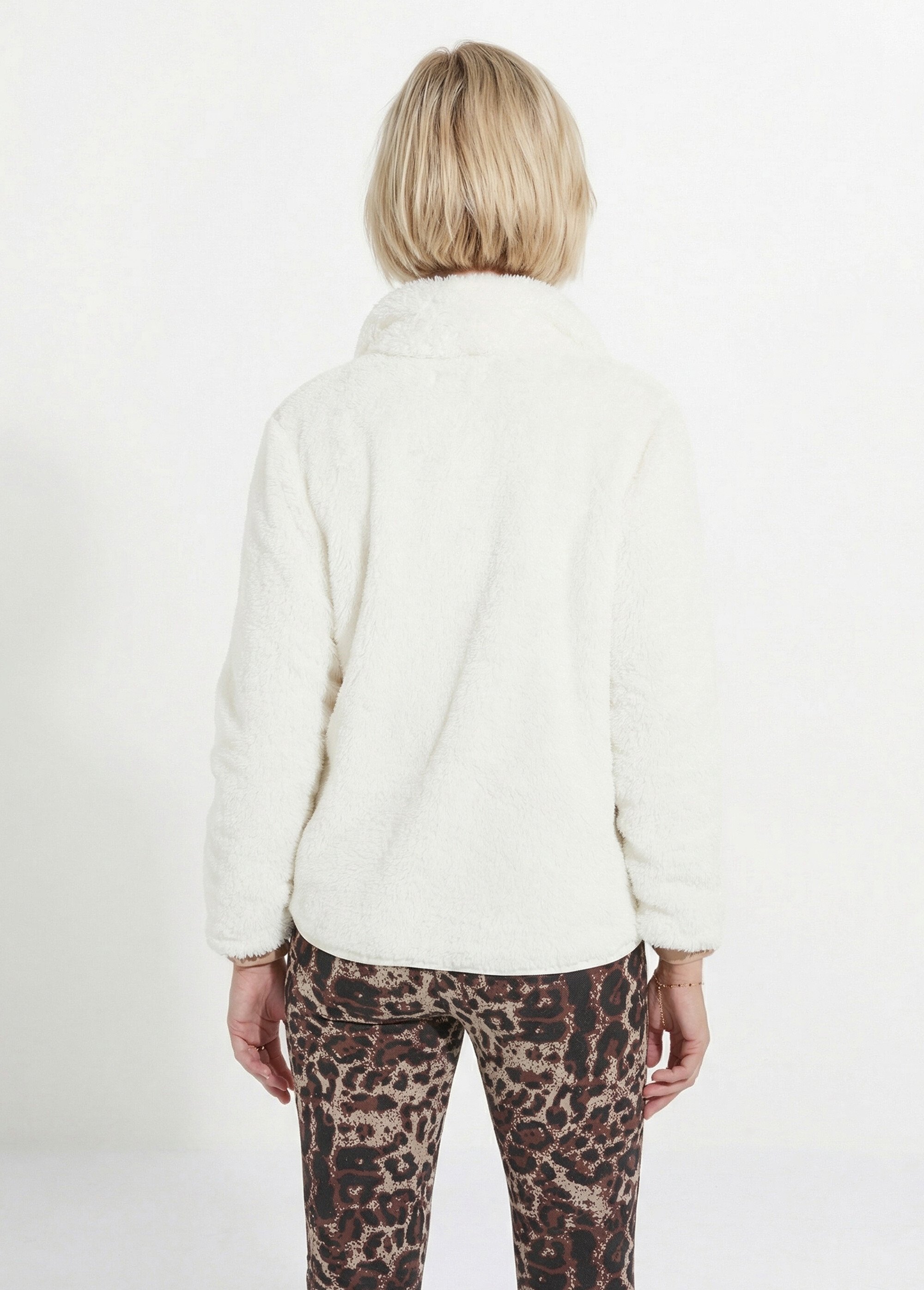 Veste fausse fourrure col montant manches longues Femme Beige TAMOU DO1