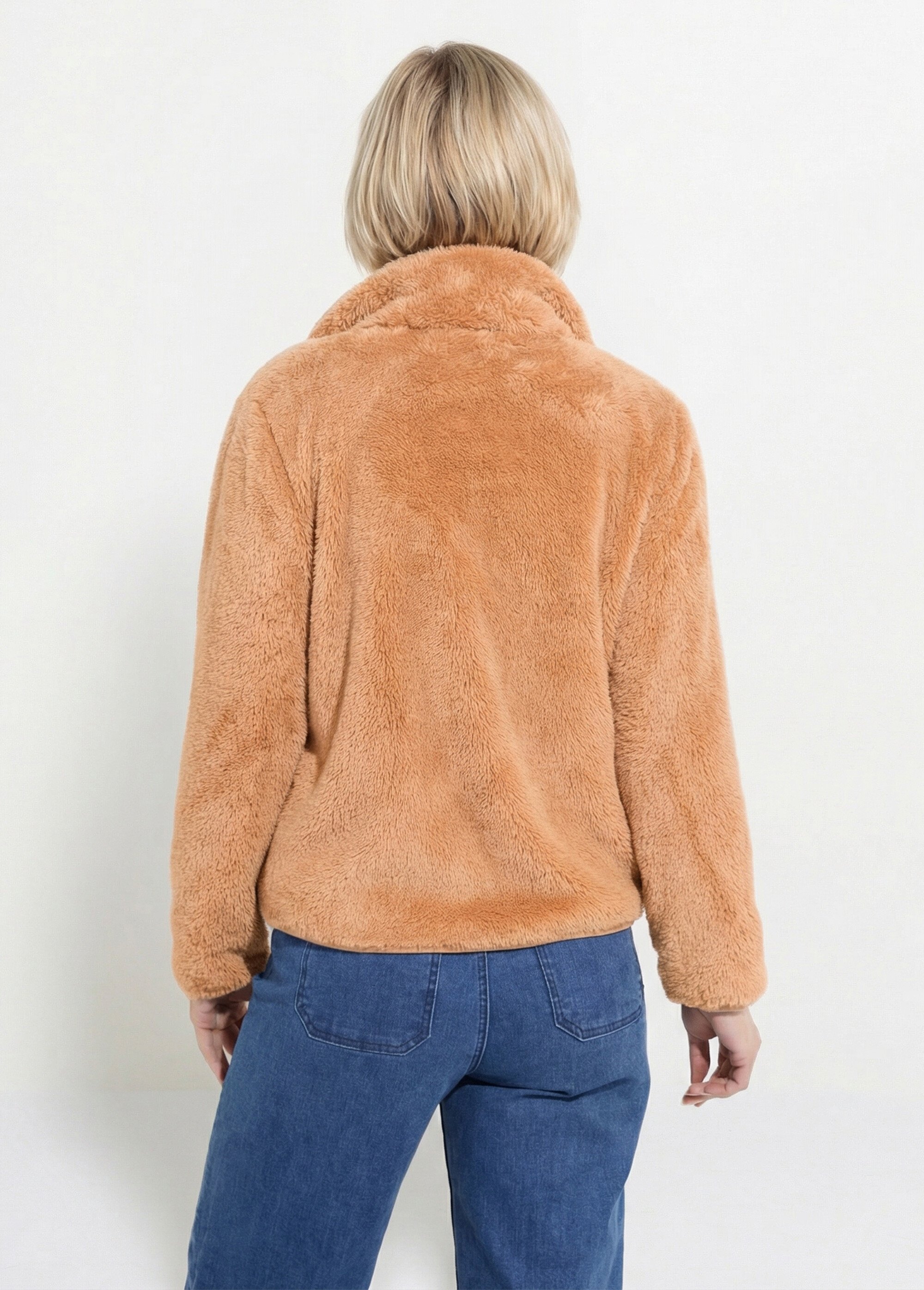 Veste fausse fourrure col montant manches longues