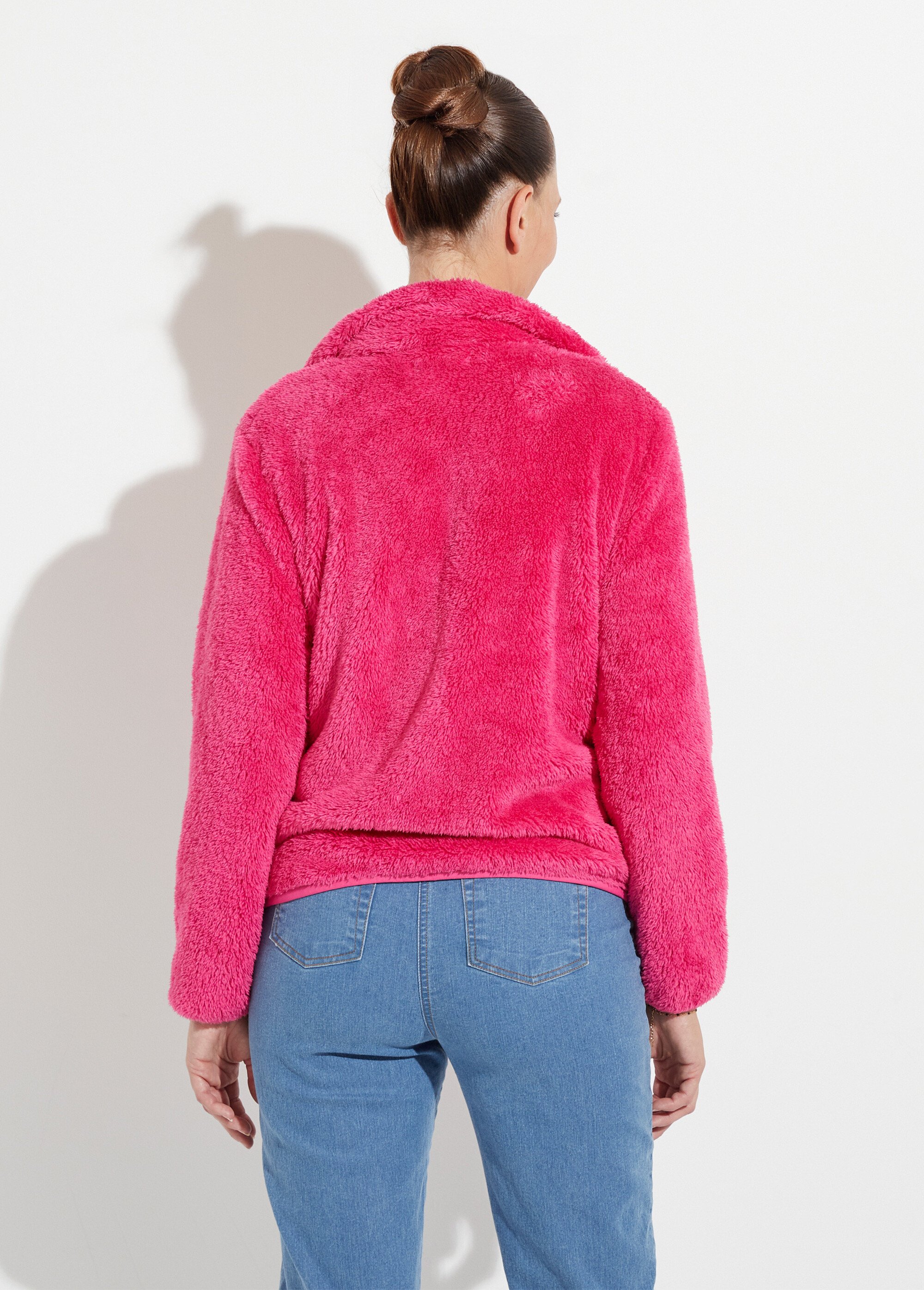 Veste fausse fourrure col montant manches longues Femme Rose TAMOU DO1