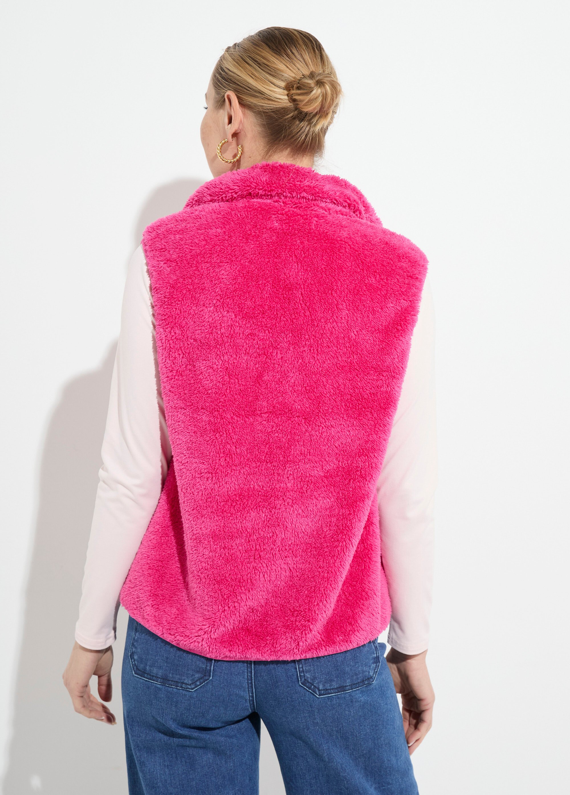 Veste fausse fourrure sans manches col montant Femme Rose TIMEO DO1