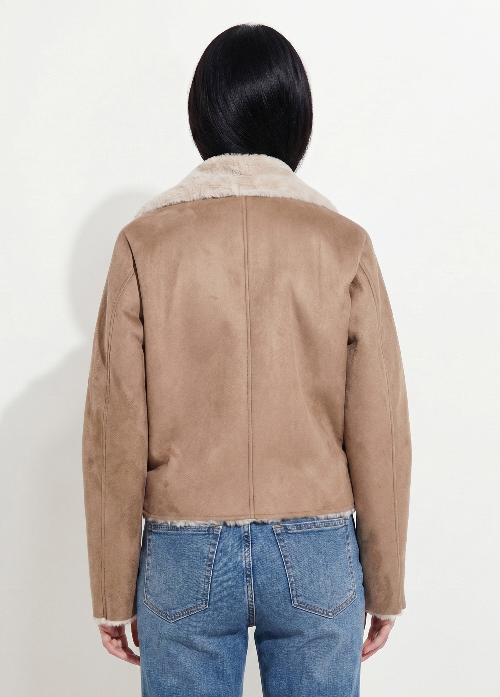 Blouson zippé façon peau lainée Femme Marron TAMINA DO1