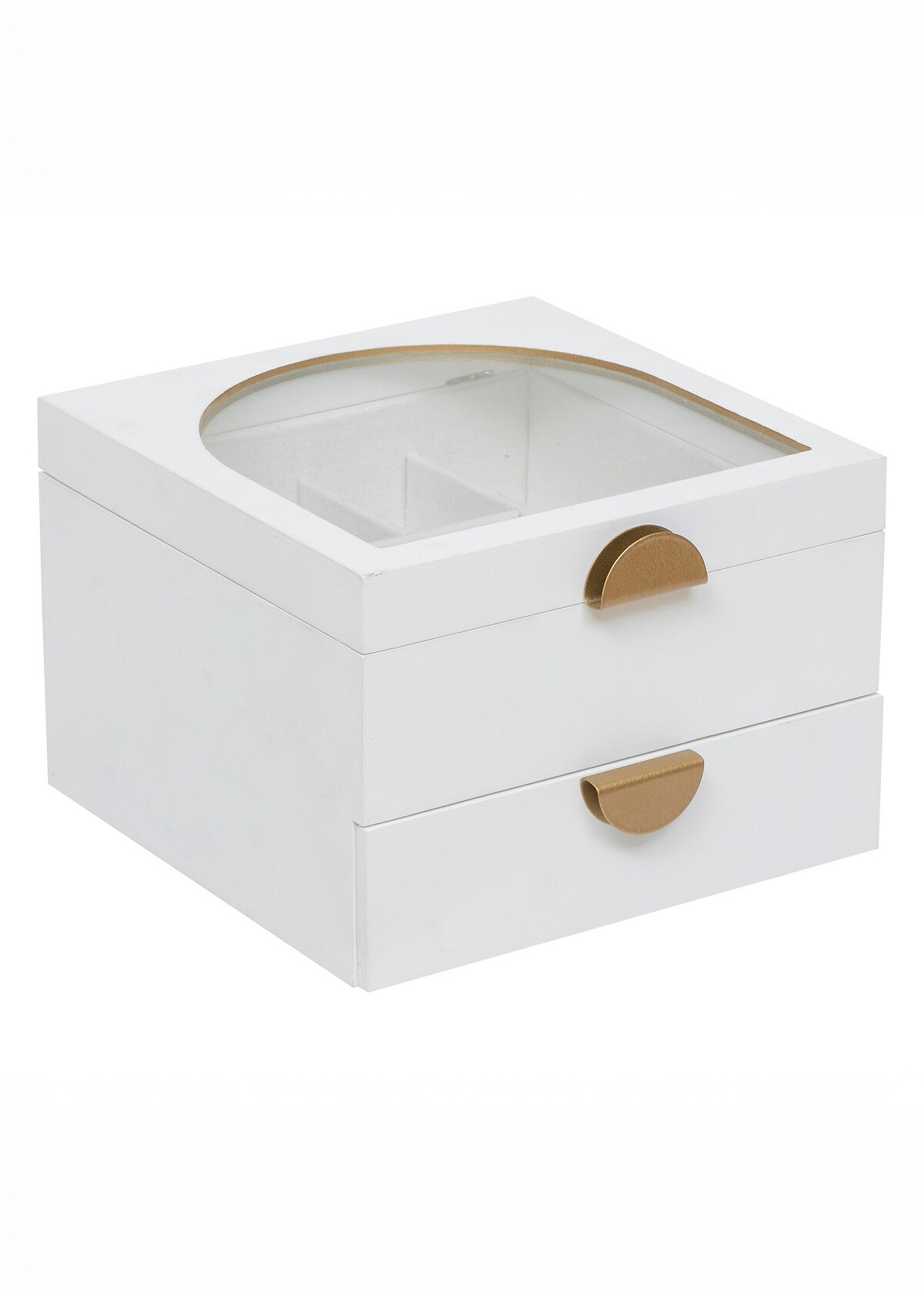 Boite à bijoux vitrée en bois et métal Blanc JJA-206166 DE1