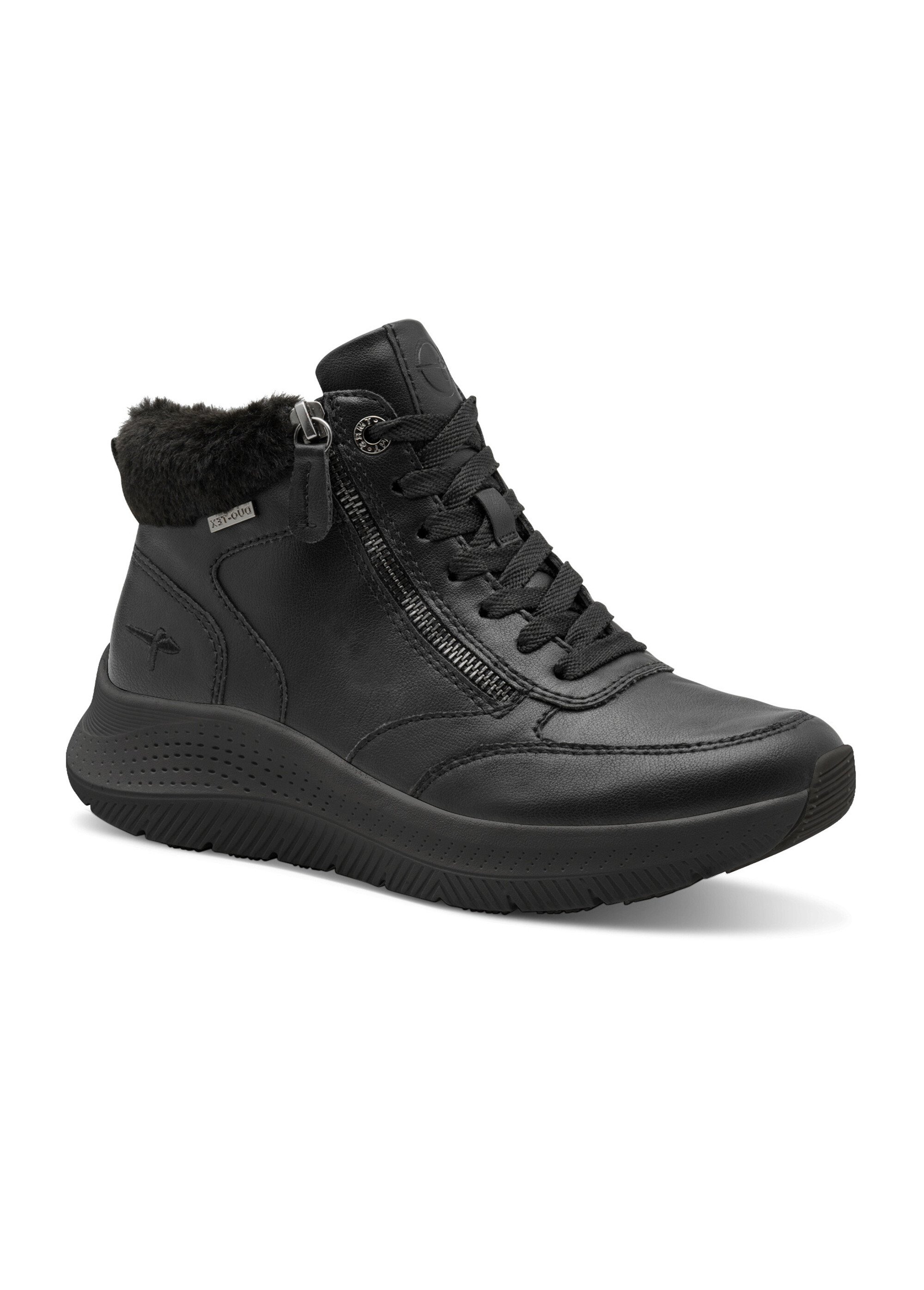 Boots fourrées compensées à lacets Femme Noir TAM88520045 FA1