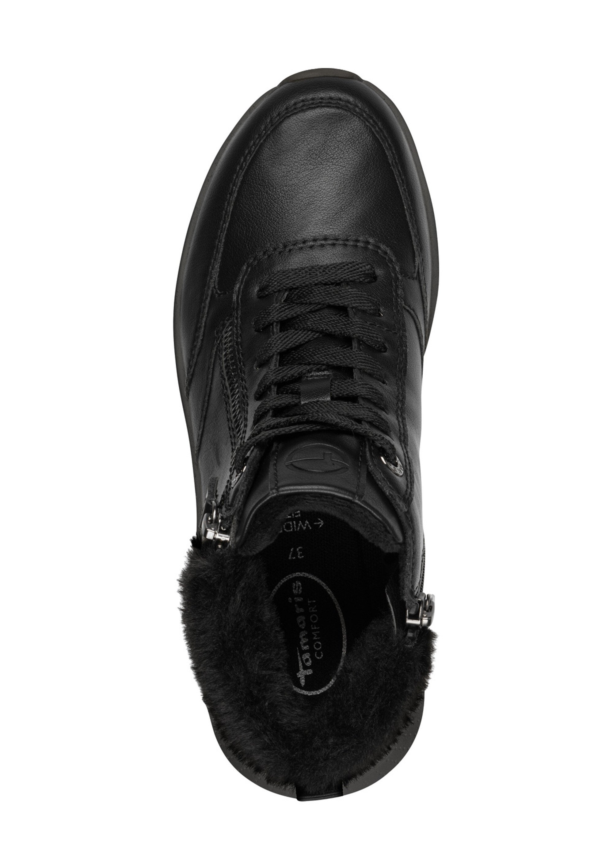 Boots fourrées compensées à lacets Femme Noir TAM88520045 OV1