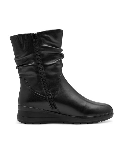 Boots plissées en cuir, compensées Femme Noir JAN82572145 DR1