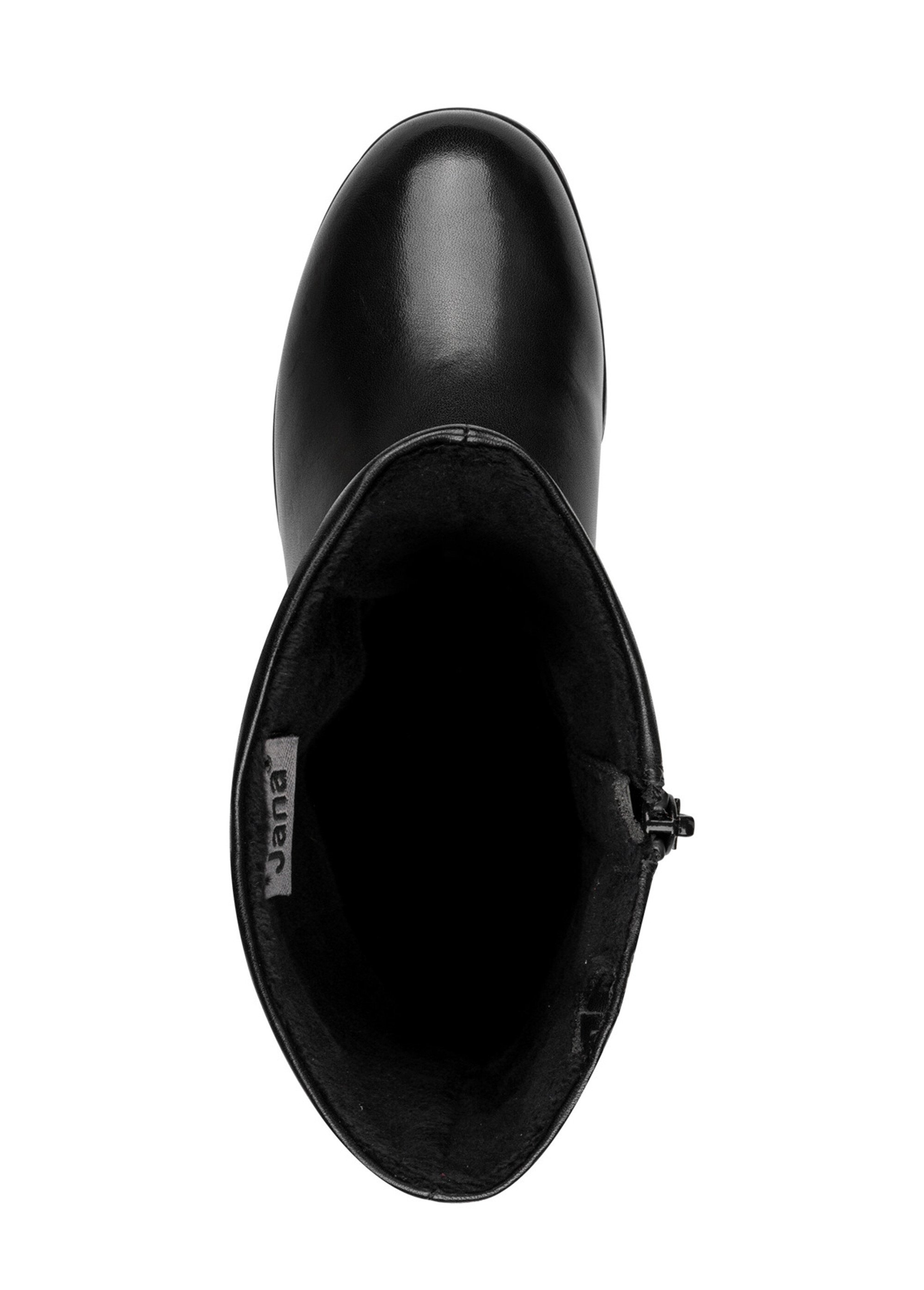 Boots plissées en cuir, compensées Femme Noir JAN82572145 OV1