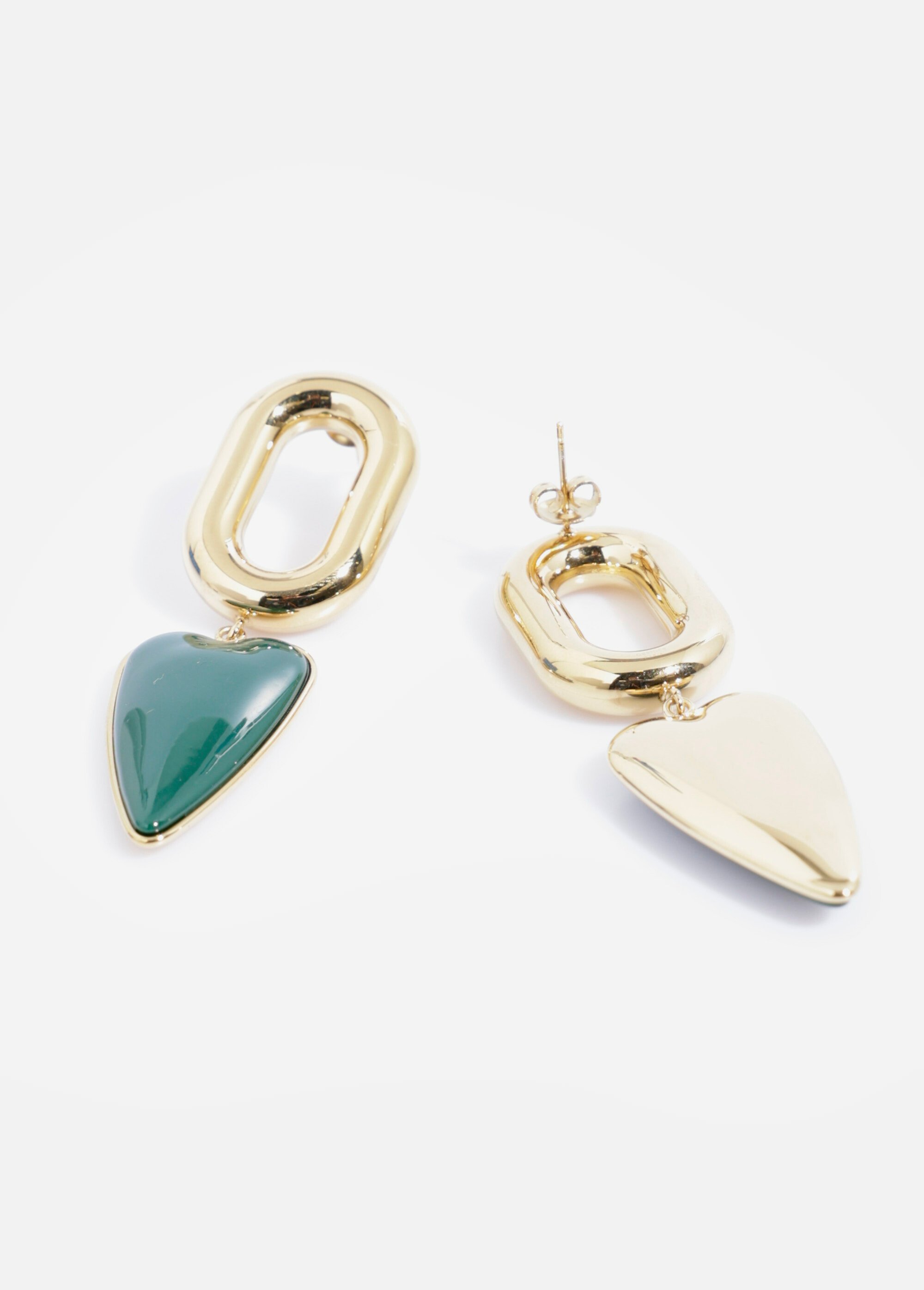 Boucle d'oreilles cœur en acier inoxydable DORE ET VERT AE-BO812561 DE1