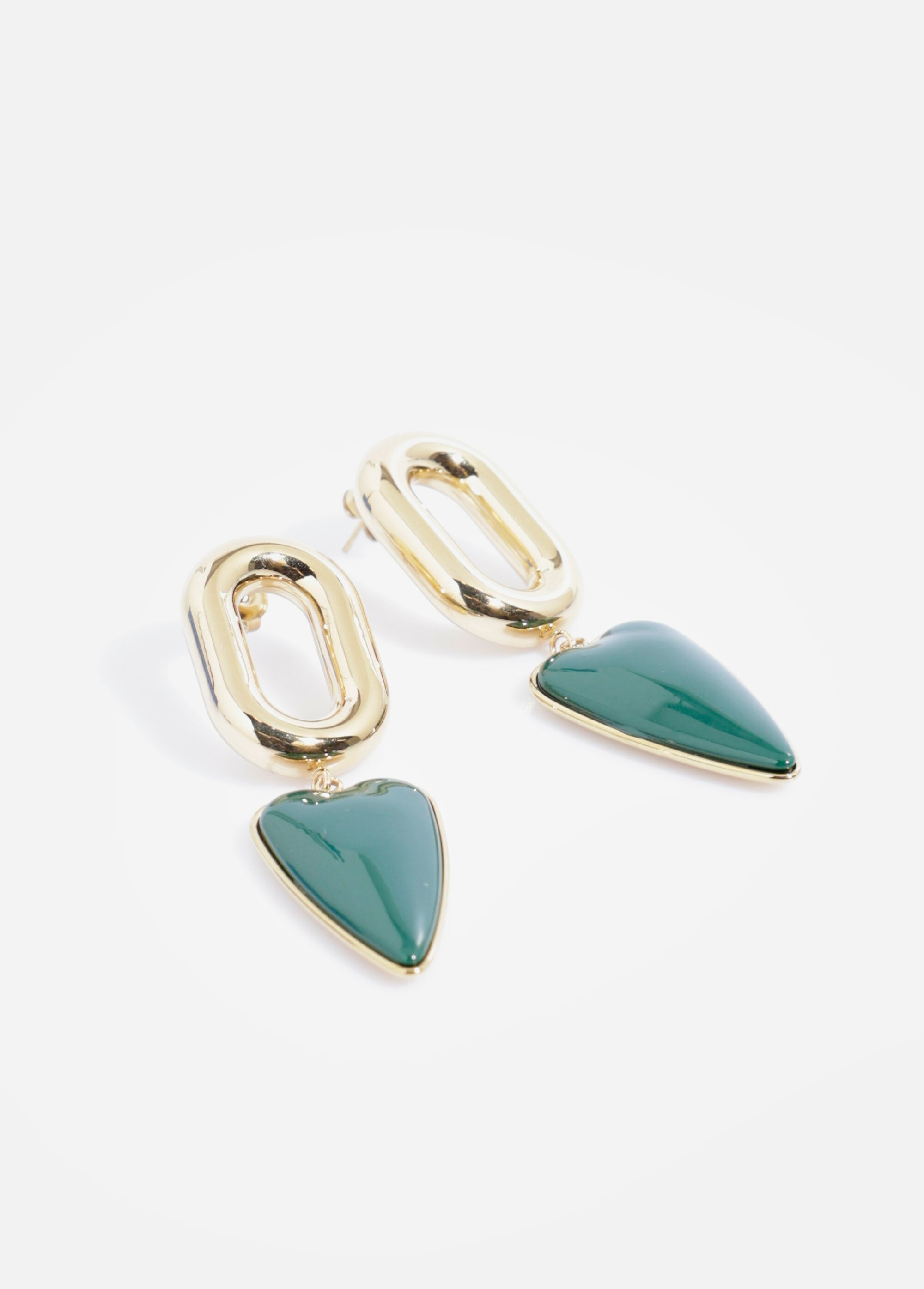 Boucle d'oreilles cœur en acier inoxydable DORE ET VERT AE-BO812561 FA1