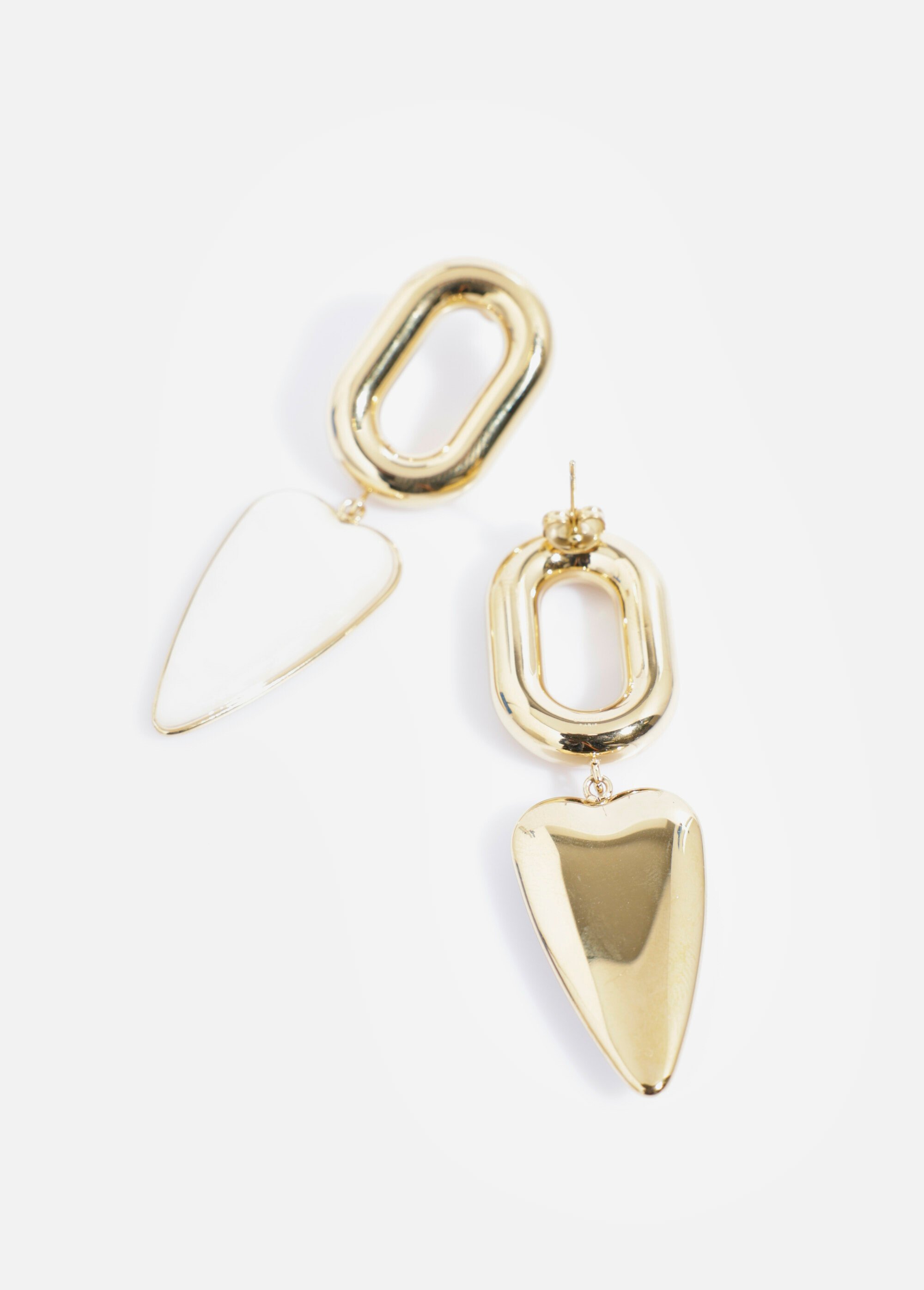 Boucle d'oreilles cœur en acier inoxydable DORE ET BLANC AE-BO812561 DE1