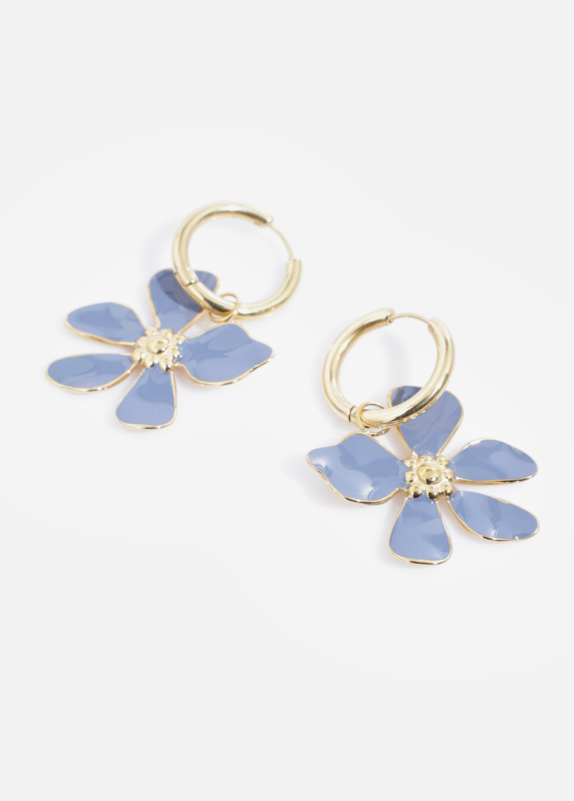 Boucles d'oreille motif fleur azur acier inoxydable Doré AE-BO812569 FA1