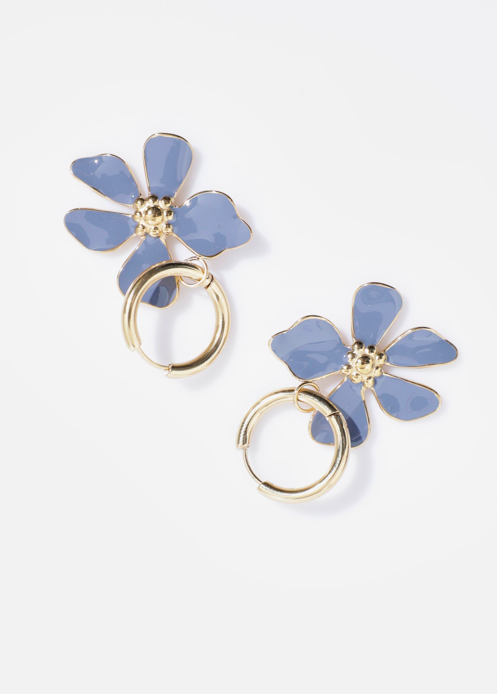 Boucles d'oreille motif fleur azur acier inoxydable Doré AE-BO812569 FA2