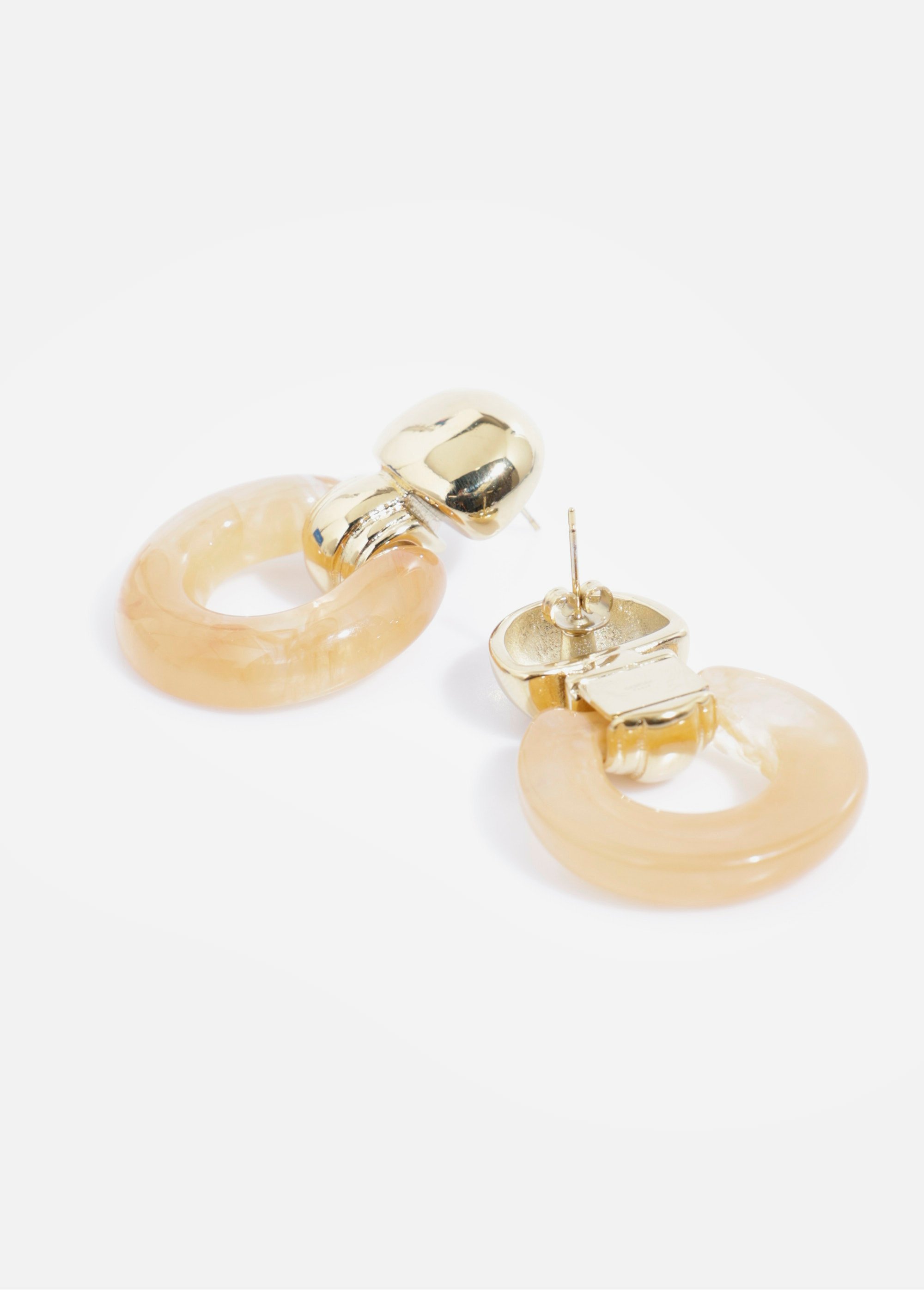 Boucles d'oreilles pendant résine, acier inox Doré AE-BO812557 DE1