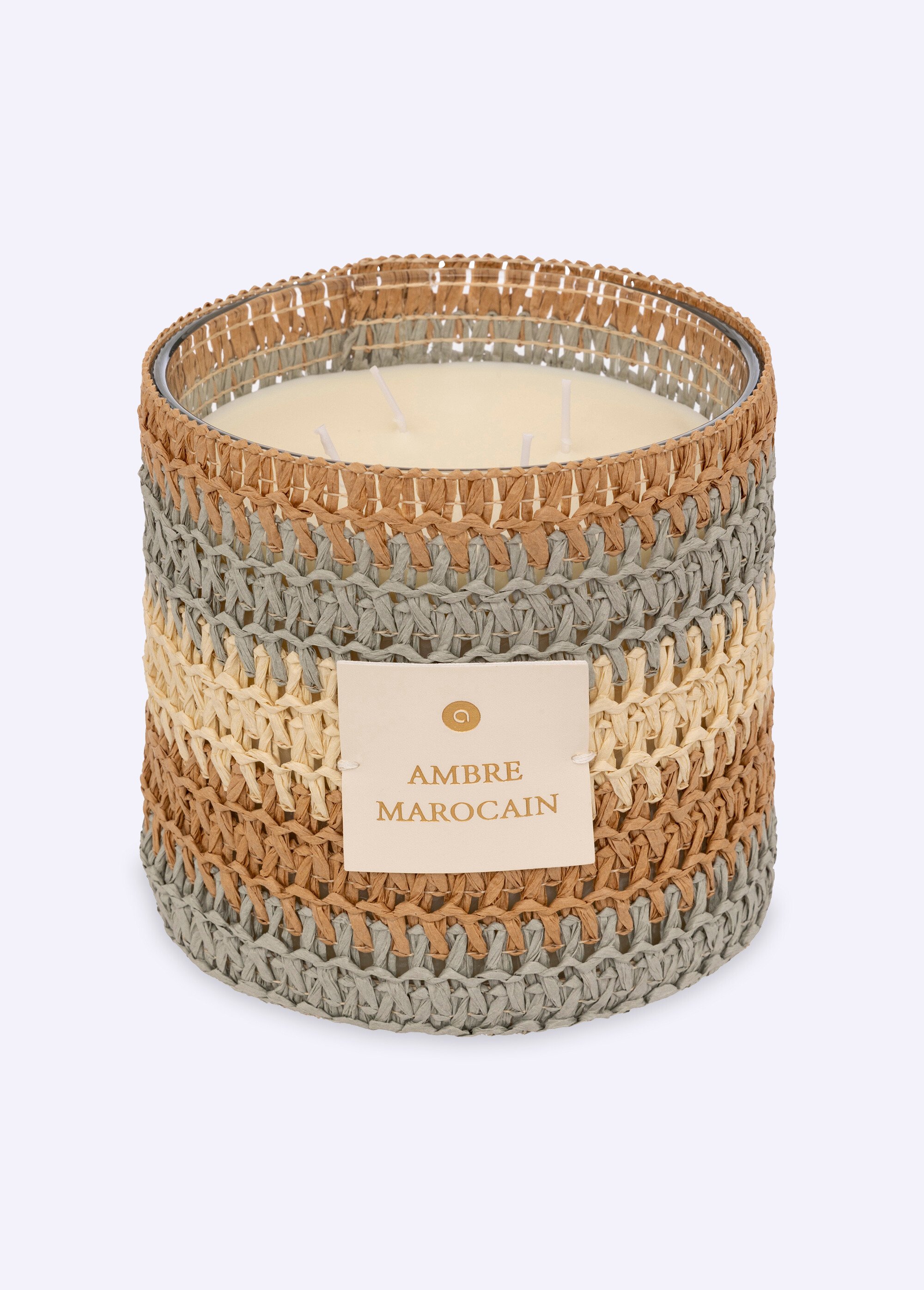 Bougie 2 mèches Ambre, contenant tissé MULTICO JJA-209508 FA1