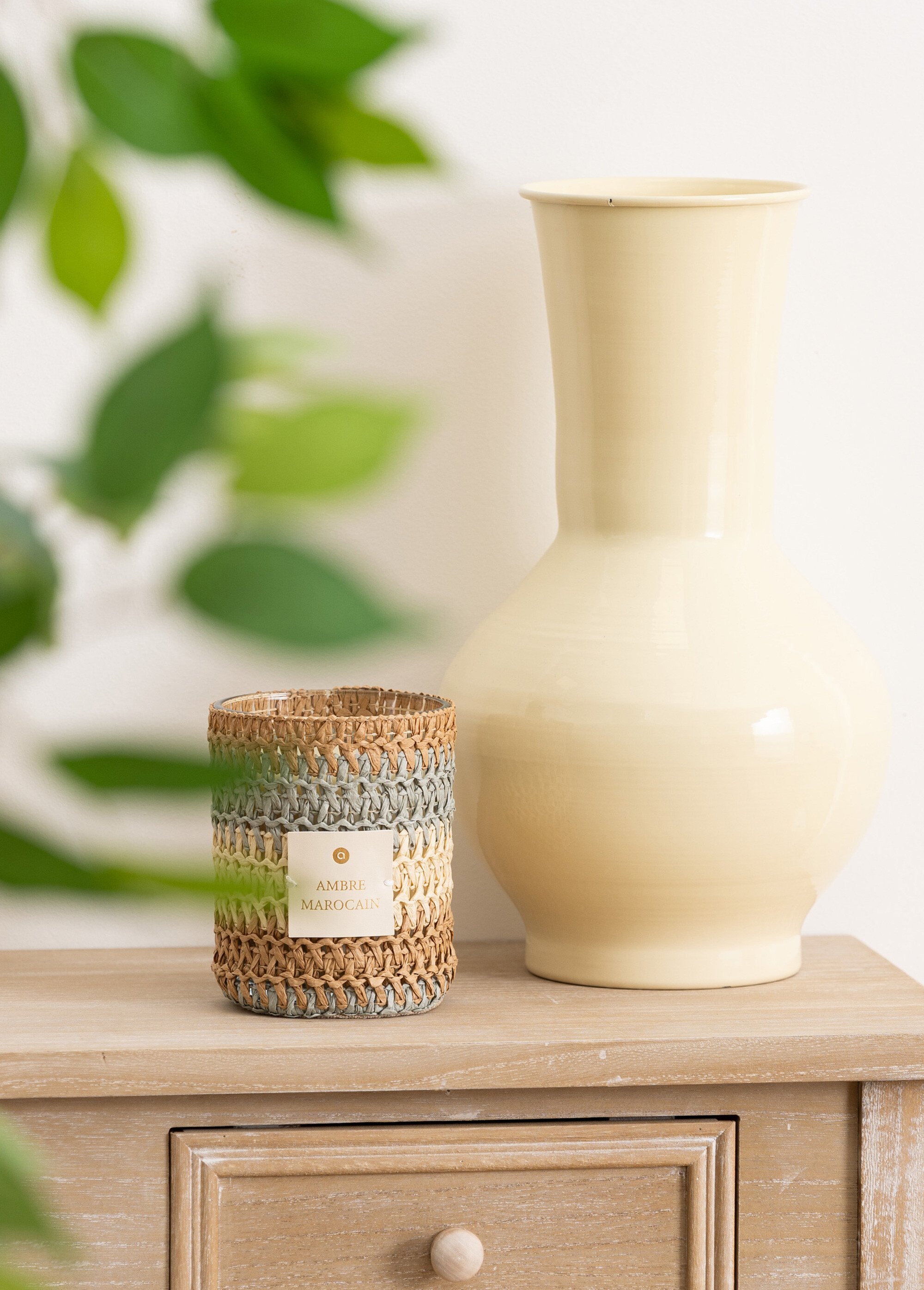 Bougie 2 mèches Ambre, contenant tissé MULTICO JJA-209508 SI1