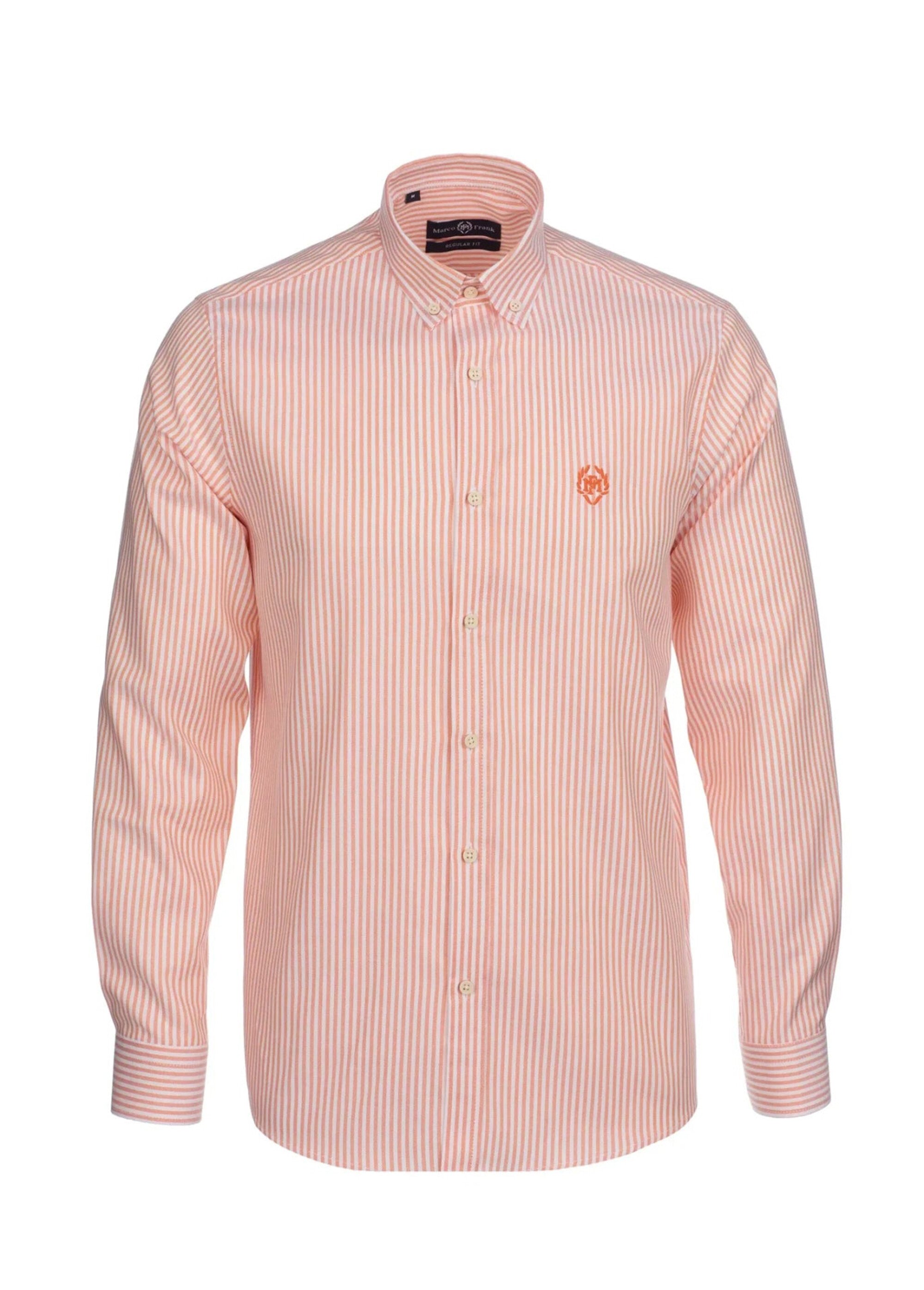 Chemise rayée manches longues col boutonné Homme Orange MFK-DUMAS AP1
