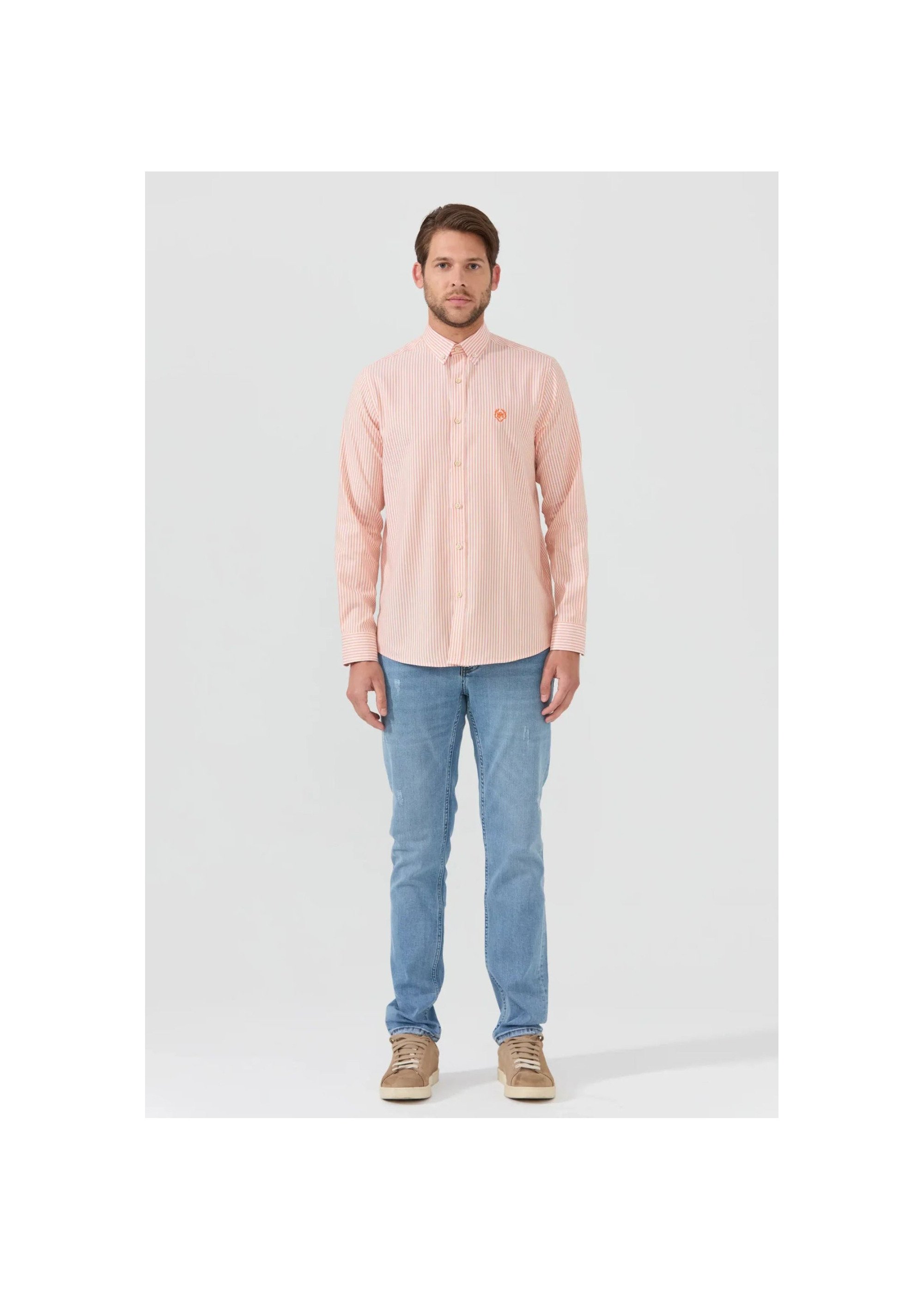 Chemise rayée manches longues col boutonné Homme Orange MFK-DUMAS SF1