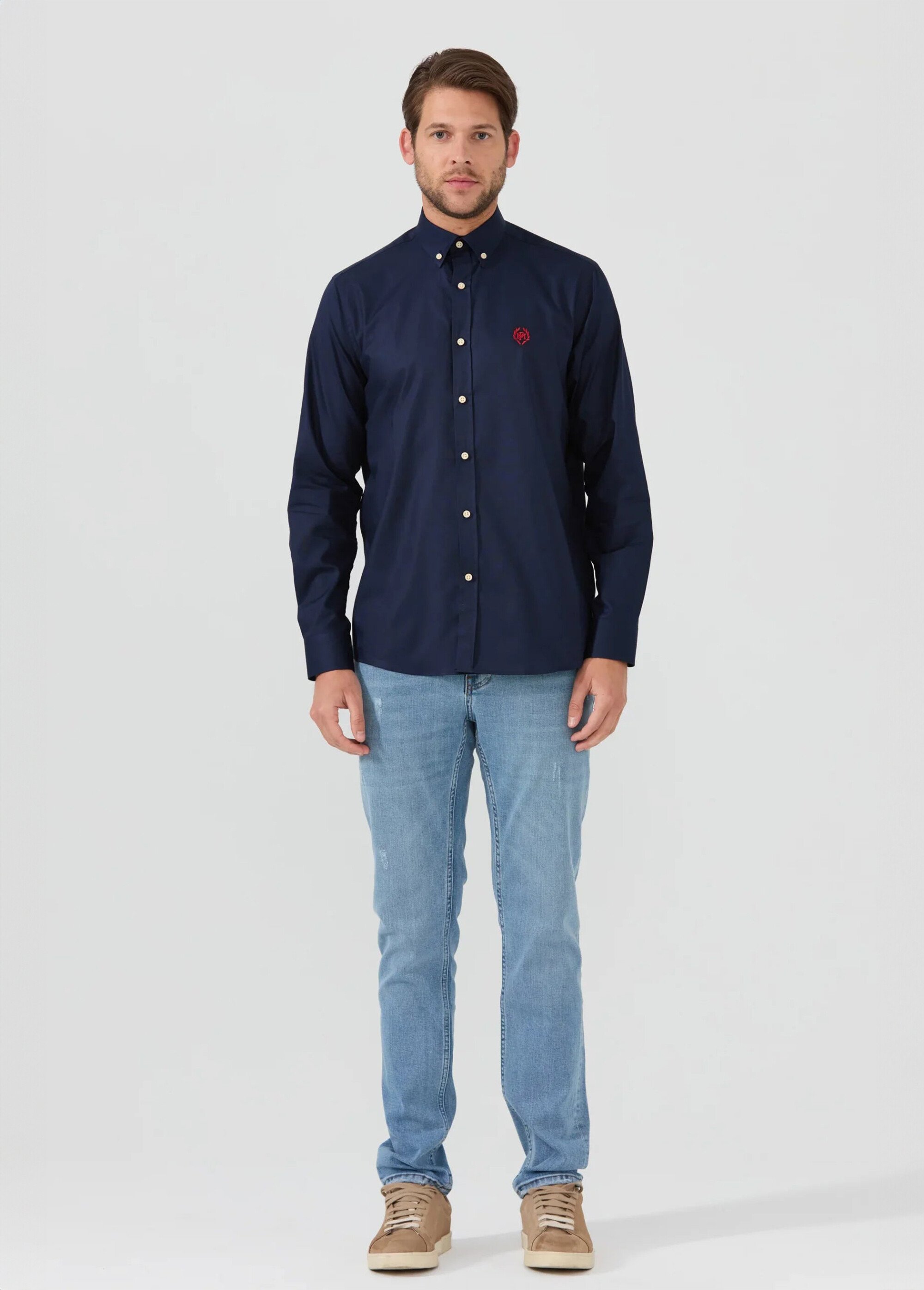 Chemise unie manches longues col boutonné Homme Bleu MFK-CYRIL SF1