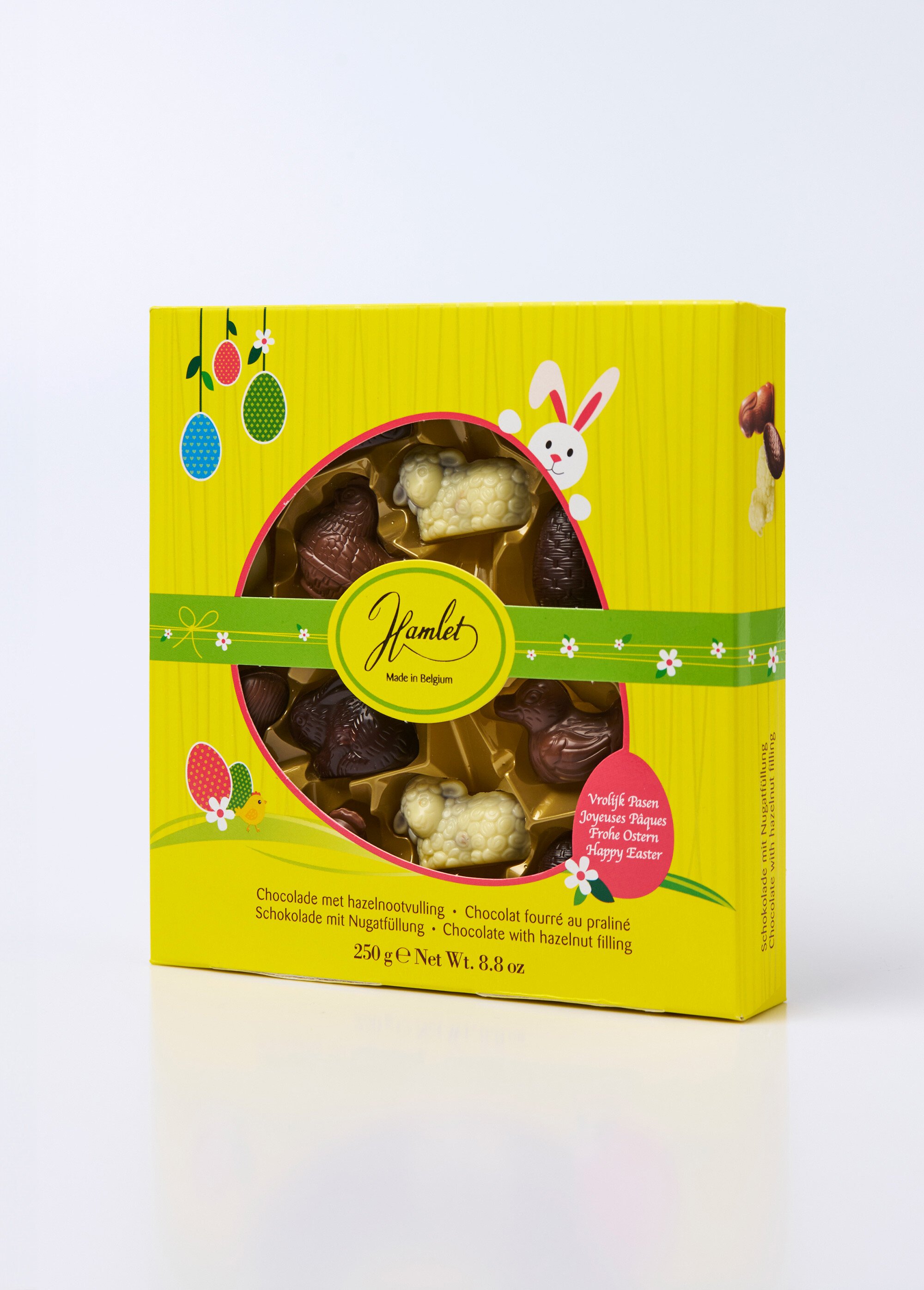 Coffret cadeau sujets en chocolat assortis Jaune CFLAN-MELANGE FA1
