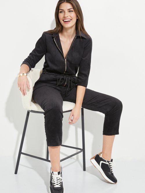 Combipantalon en velours à grosses cotes Femme Noir TM-SABRINA MV1