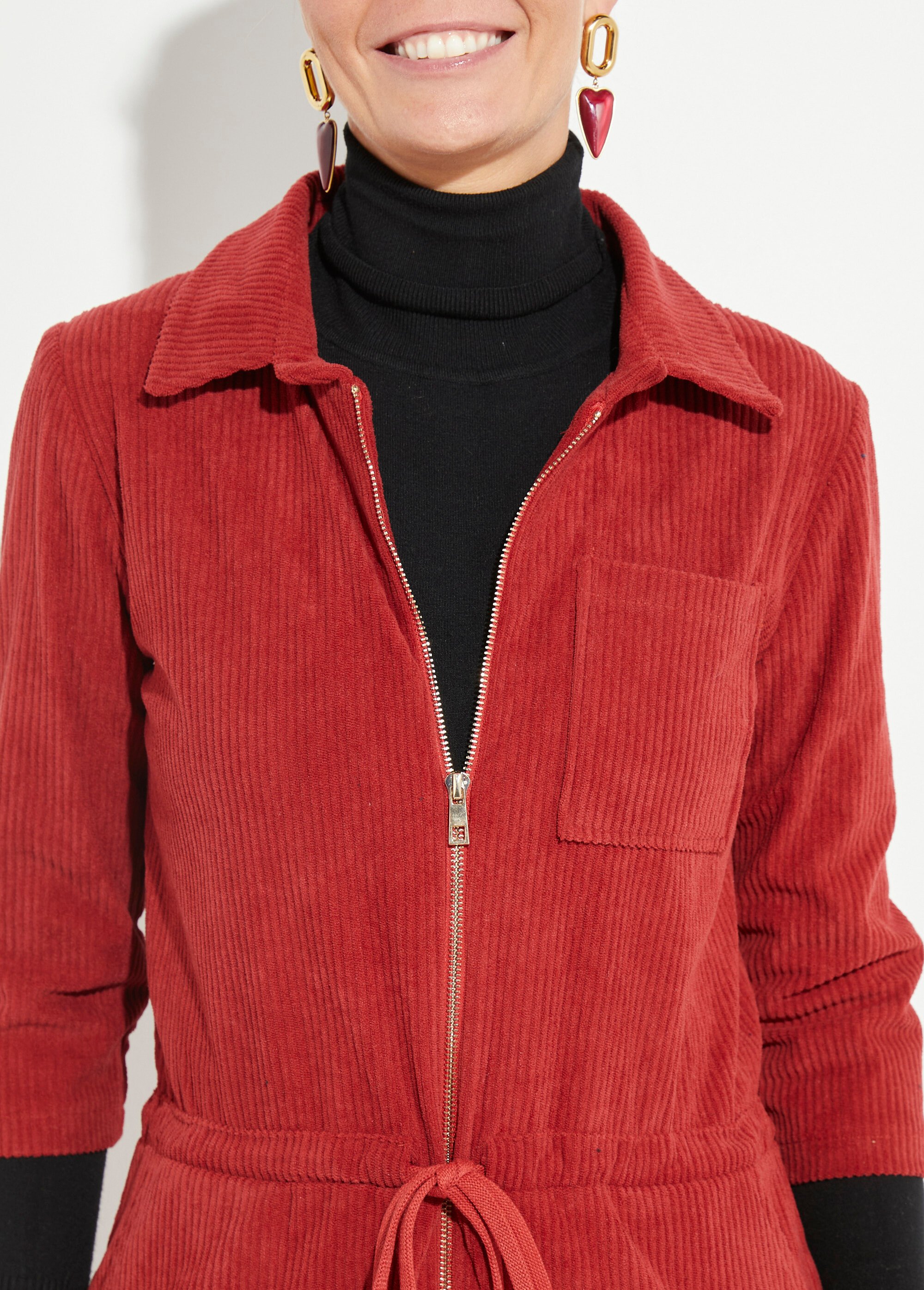 Combipantalon en velours à grosses cotes Femme Rouge TM-SABRINA DE1