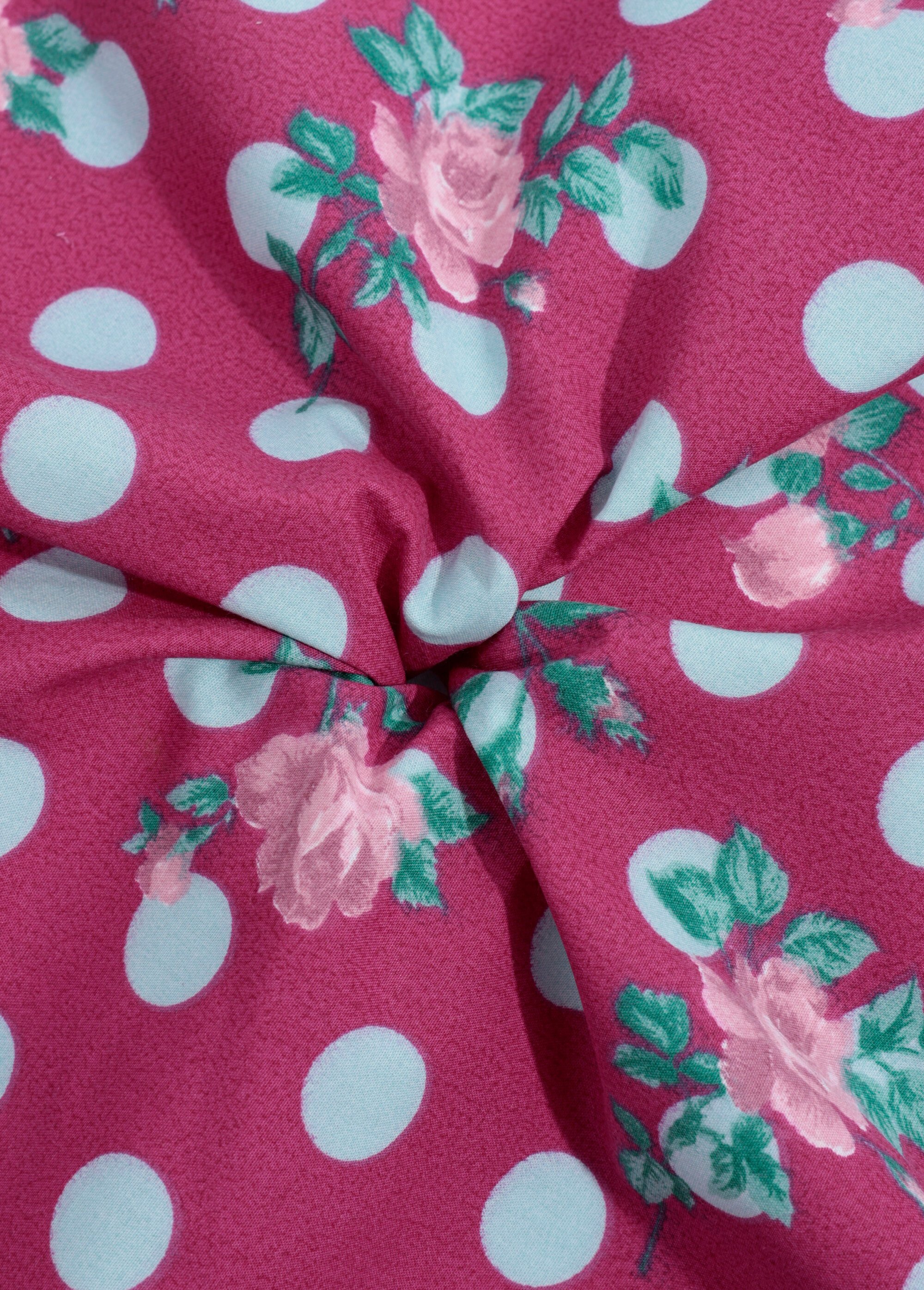 Coupon tissu pois / roses, 50cm x 50cm 1V VIOLET COT112997 FA1