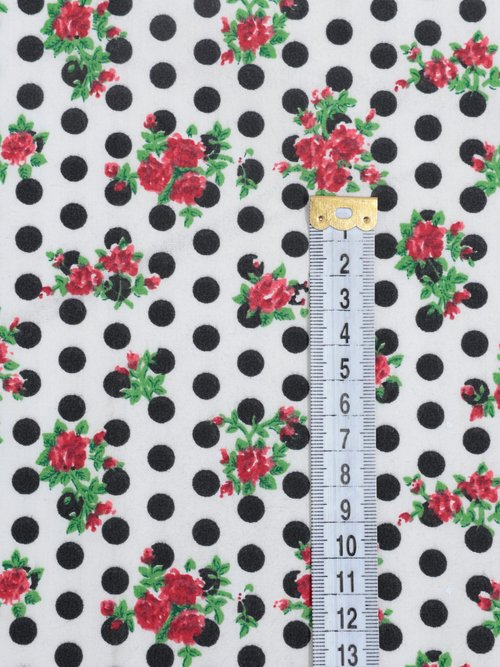 Coupon tissu pois / roses 50cm x 50cm 1M BEIGE COT112993 DE1