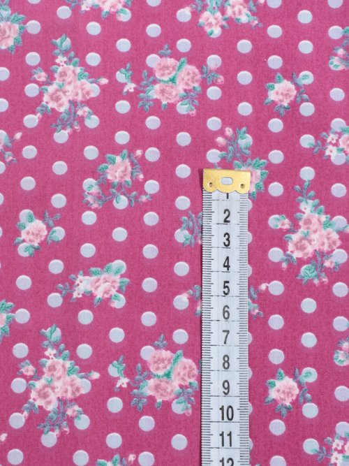 Coupon tissu pois / roses 50cm x 50cm 1M ROSE COT112993 DE1