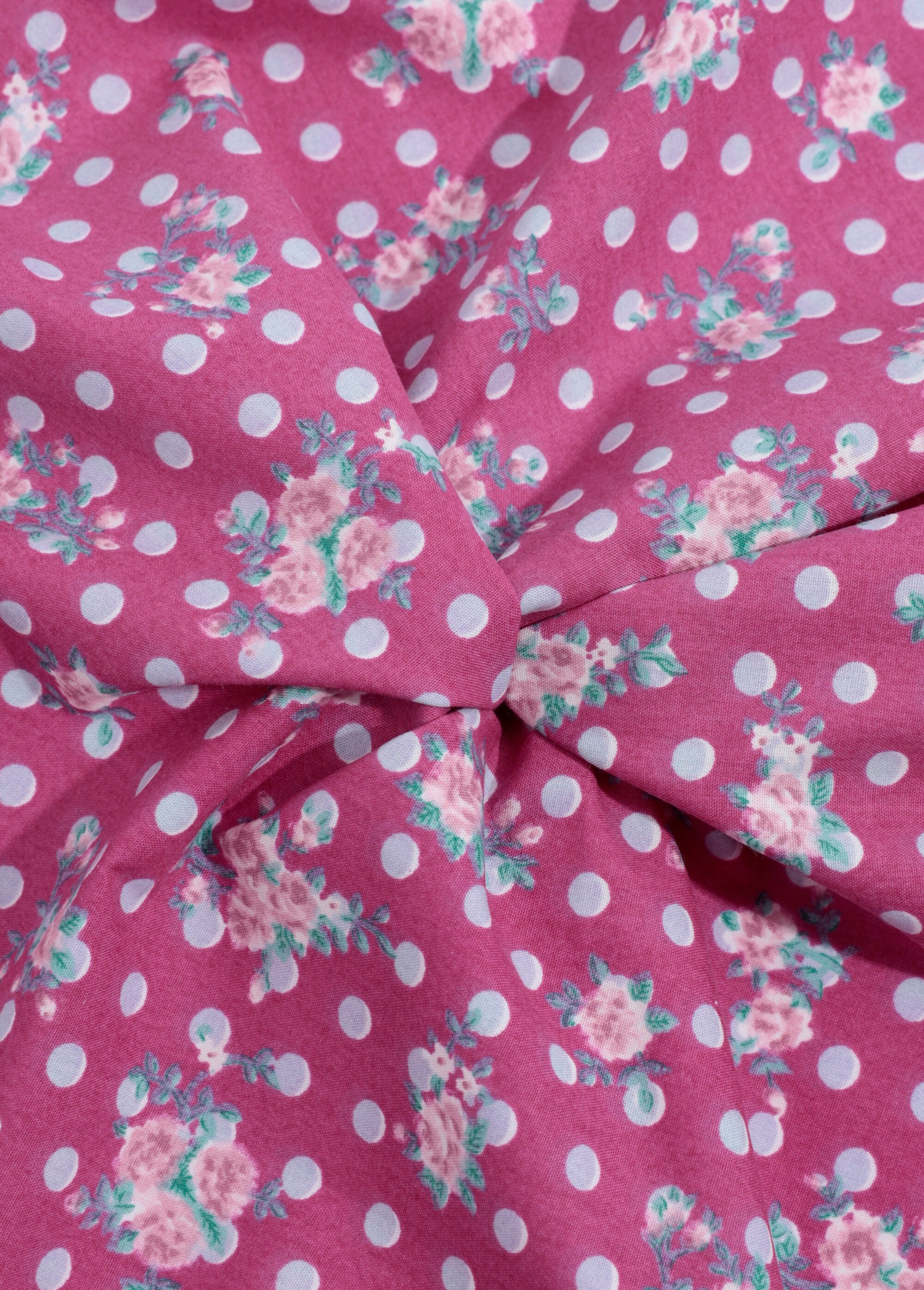 Coupon tissu pois / roses 50cm x 50cm 1M ROSE COT112993 FA1