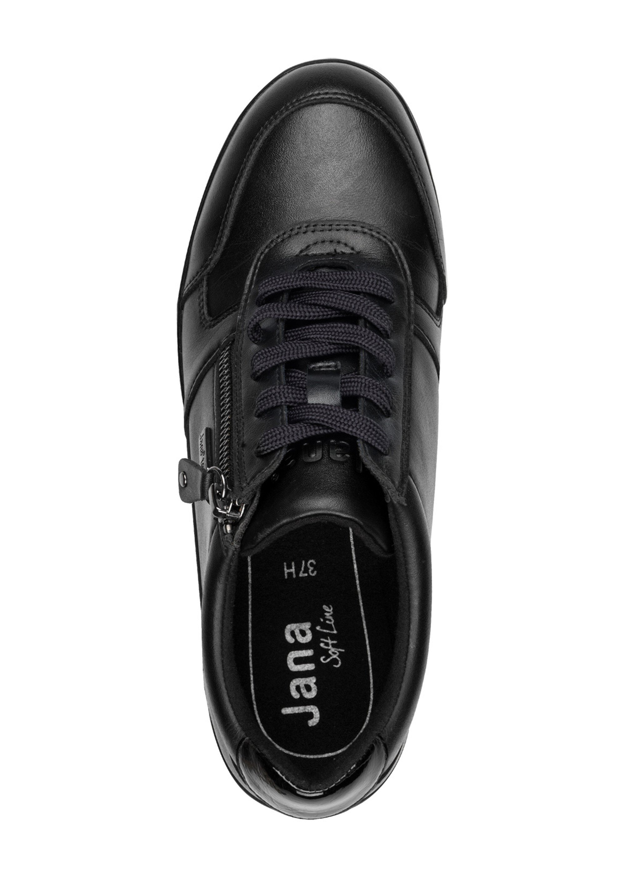 Derbies compensés en cuir à lacets Femme Noir JAN82370045 OV1